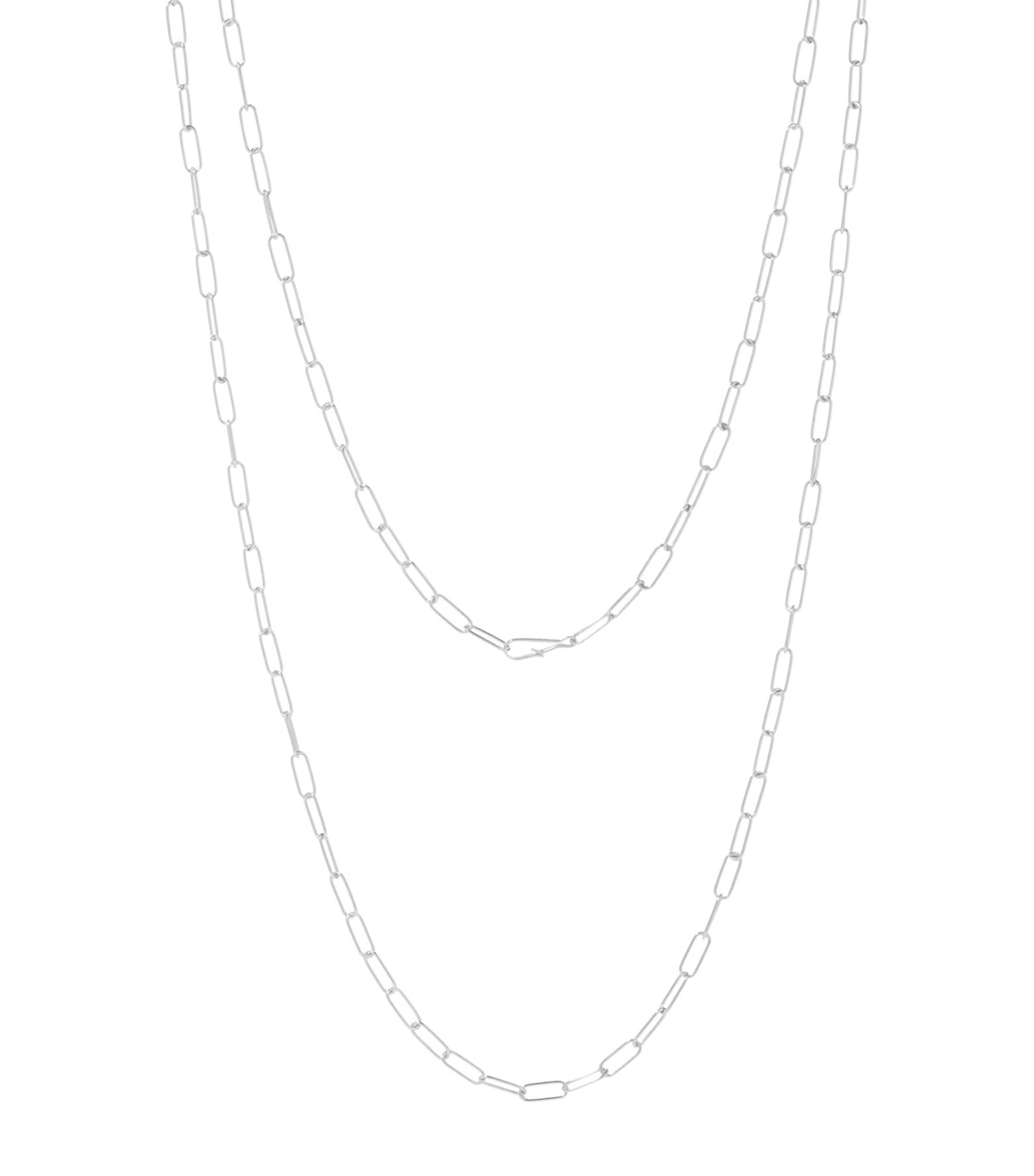 ANNOUSHKA WHITE GOLD LONG CABLE CHAIN 