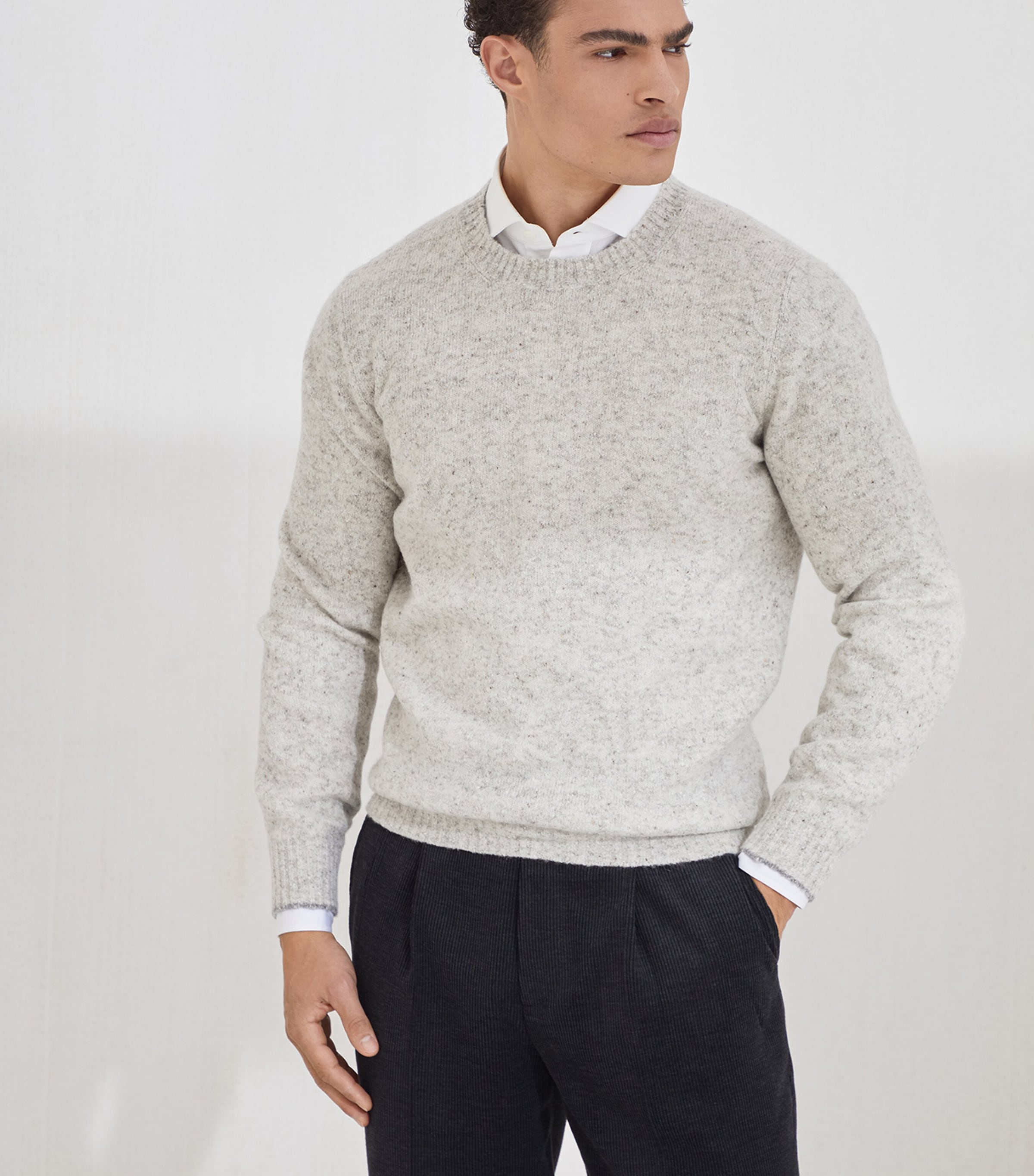 Alpaca-Wool-Silk Flecked Sweatshirt CL073 Image 2