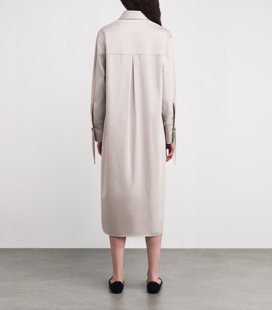 Stretch-Cotton Midi Shirt Dress N44 WARM GREY - GREY Image 3