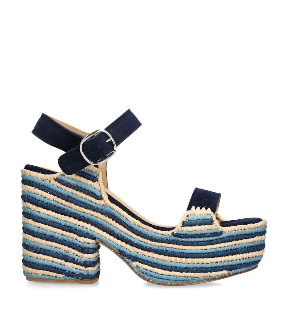 Gabriela Hearst Raffia Sardis Platform Sandals 110 Navy Image 1