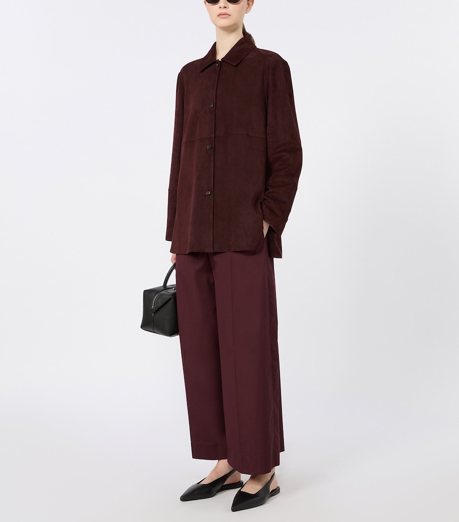 Max Mara Womens Suede Shirt Jacket Dark Red Image 2