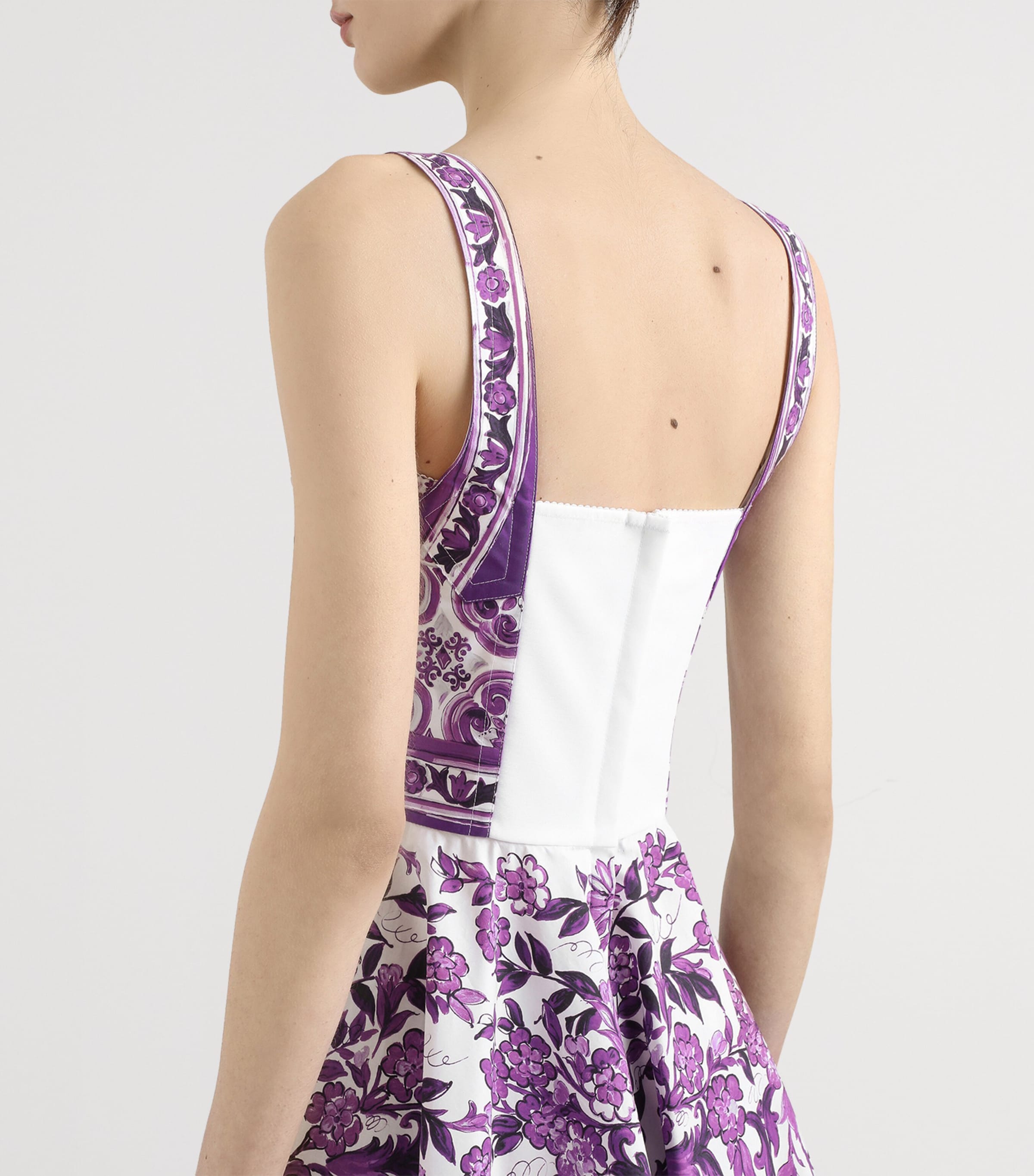 Majolica Print Pleated Mini Dress IP3TN-MIX MAIOL Image 5