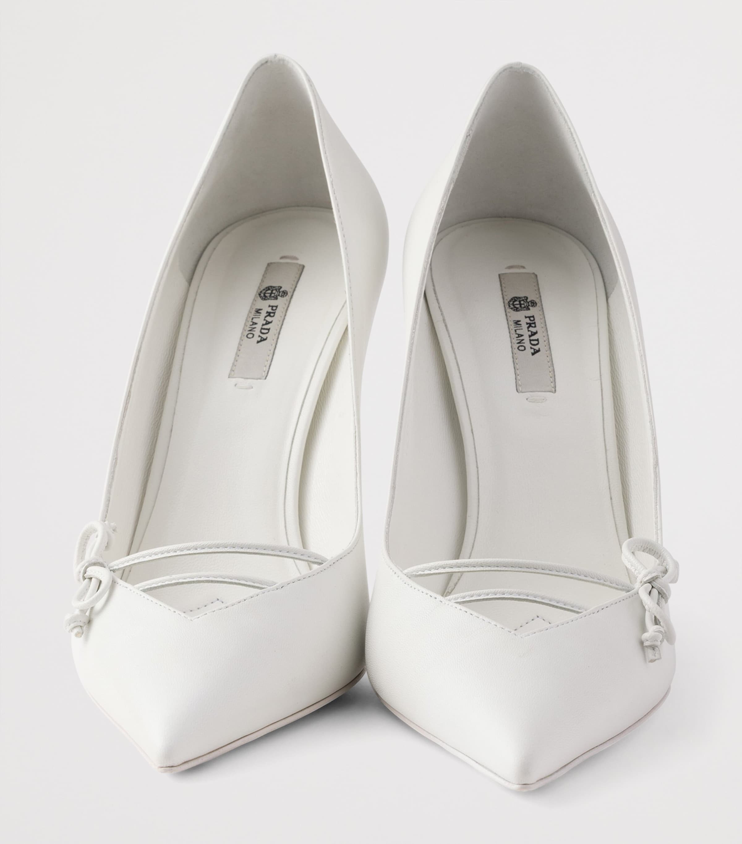 Prada Leather Bow-Detail Pumps 100 White Image 5