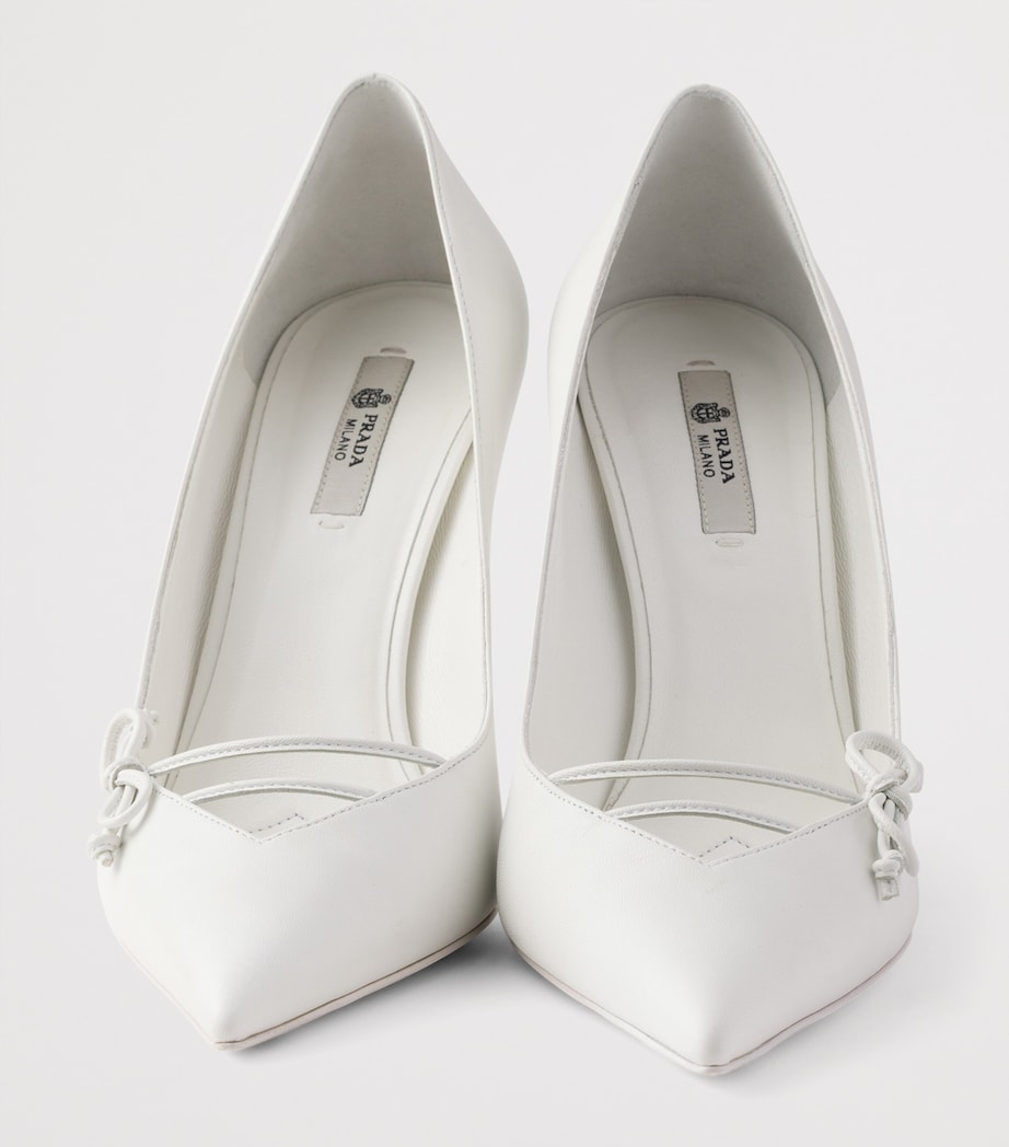 Prada Leather Bow-Detail Pumps 100 White Image 5