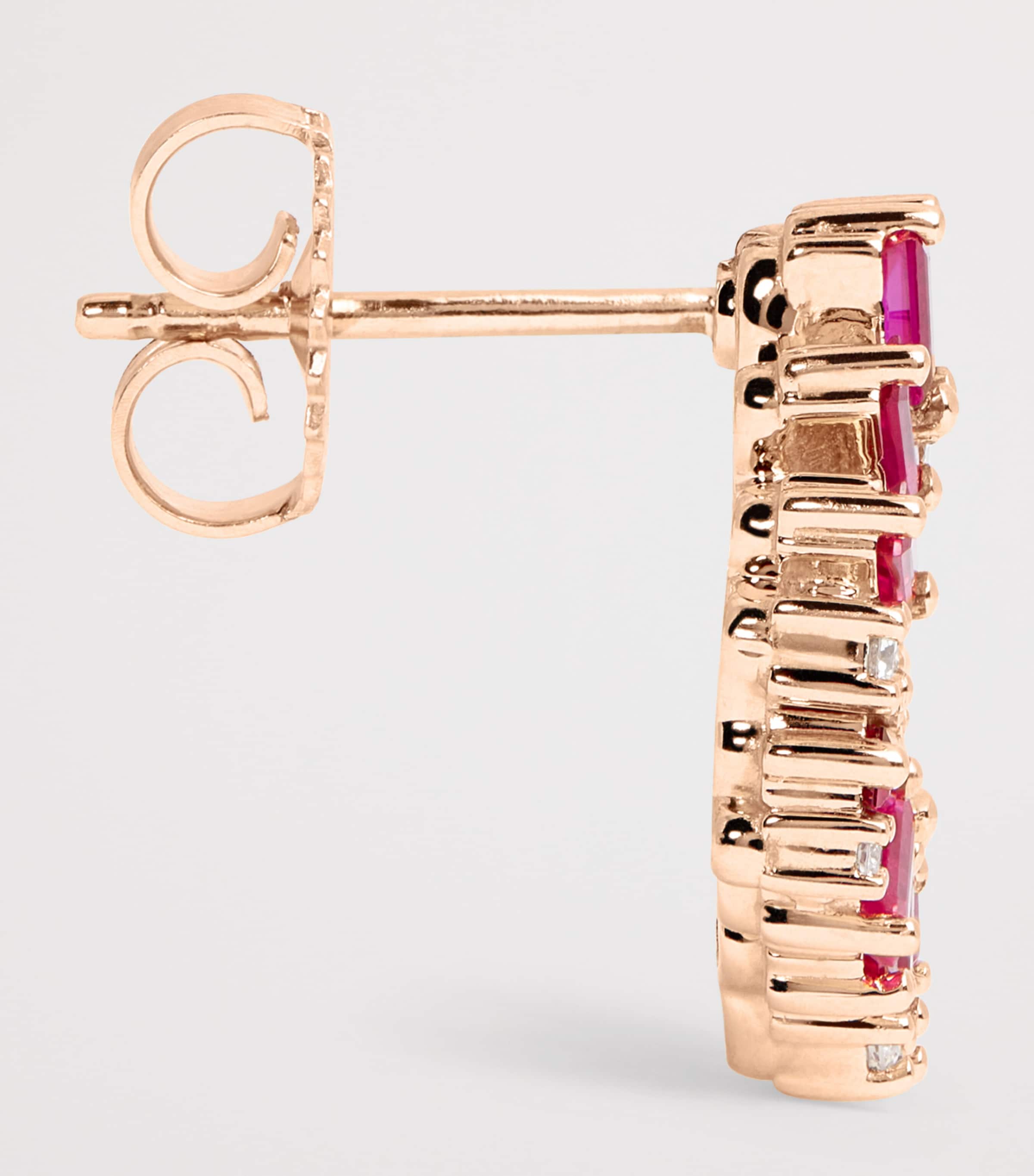 Suzanne Kalan Rose Gold, Diamond and Ruby Frenzy Spiral Earrings Rg/ruby Image 4