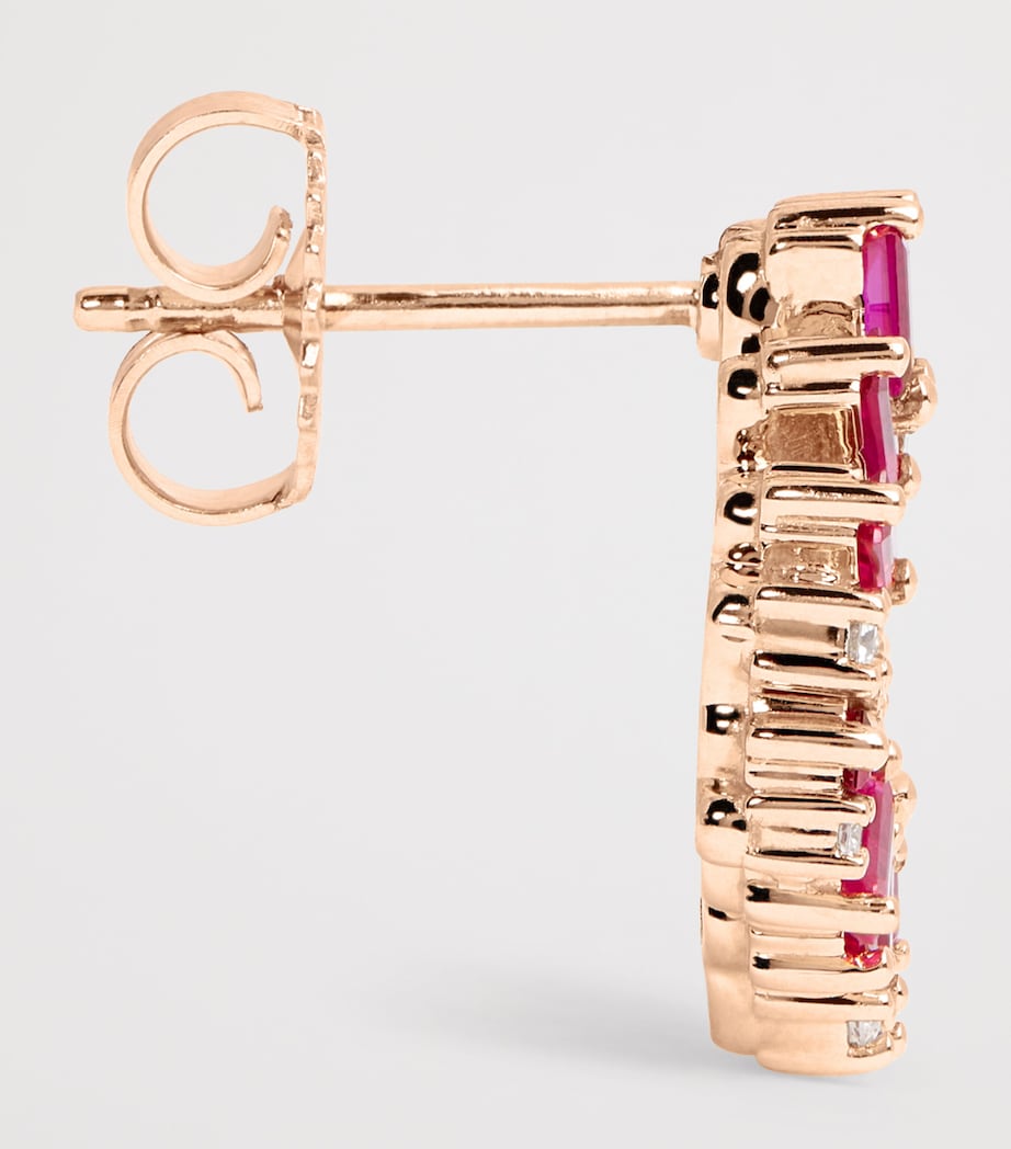 Suzanne Kalan Rose Gold, Diamond and Ruby Frenzy Spiral Earrings Rg/ruby Image 4