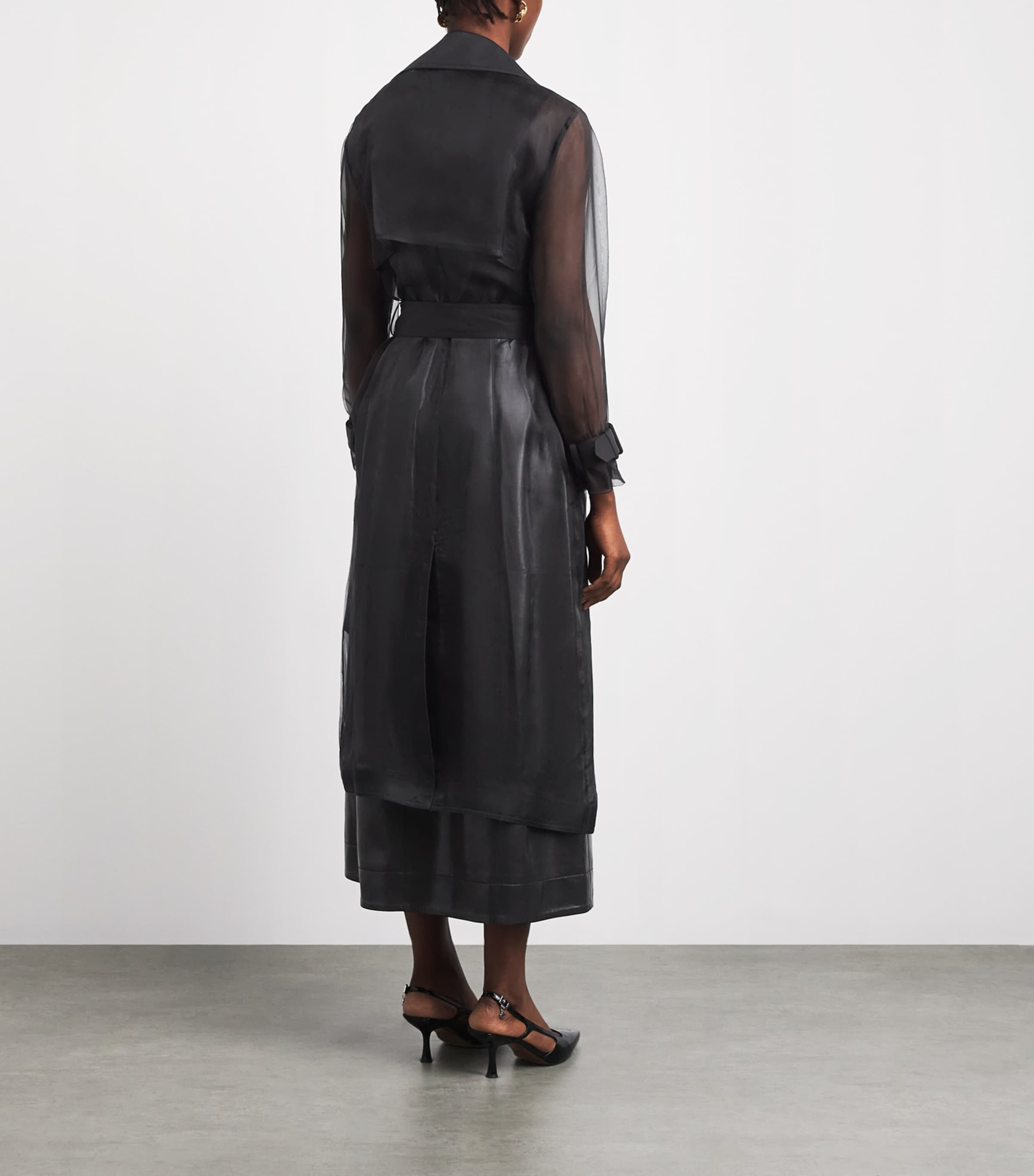 Alice+Olivia Womens Sheer Silvia Trench Coat Black Image 5
