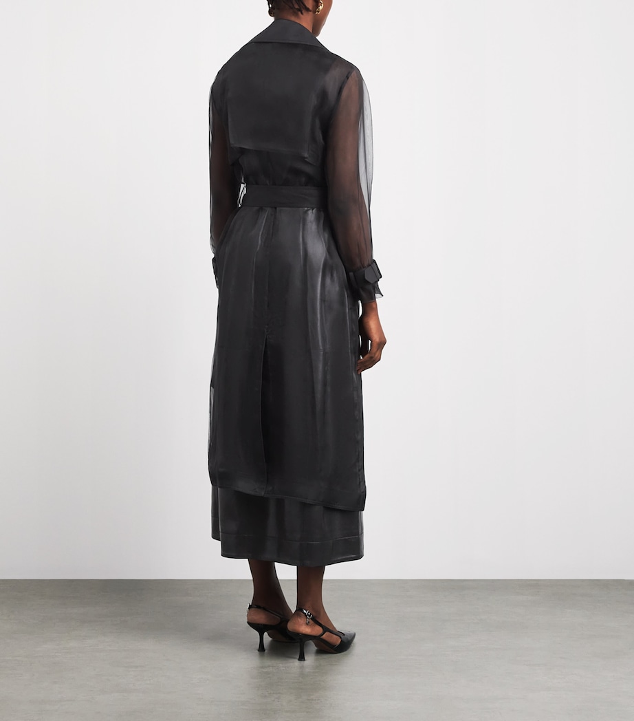 Alice+Olivia Womens Sheer Silvia Trench Coat Black Image 5