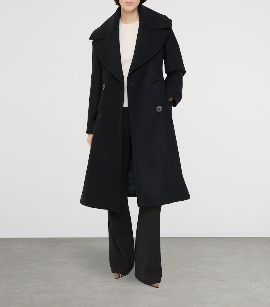 Burberry Womens Wool Tailored Coat Navy Image 3