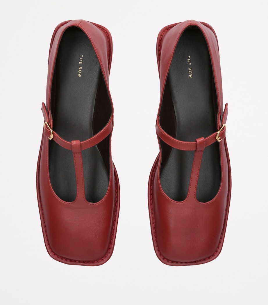 Square T-Strap Leather Flats RUST Image 4