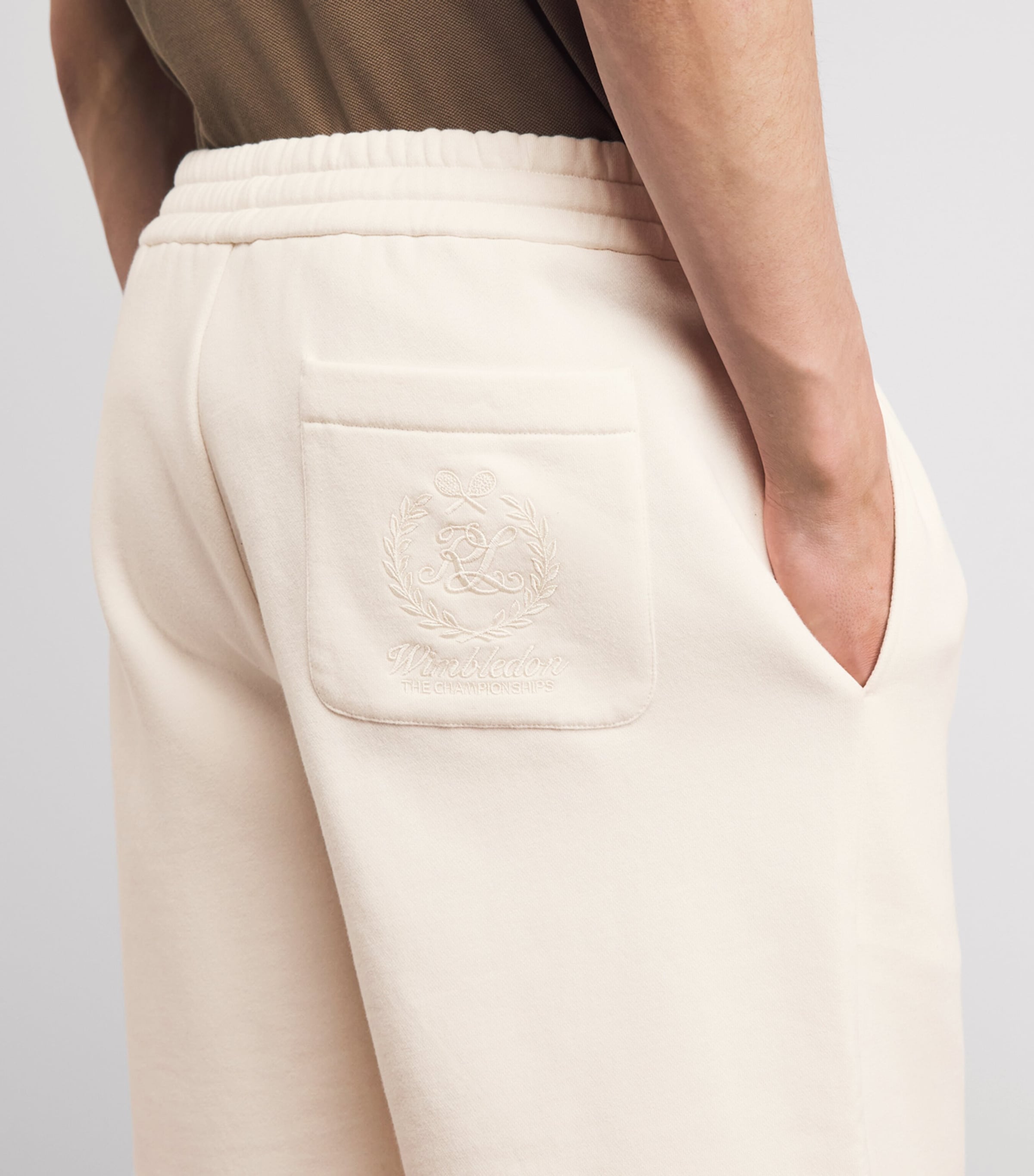 Ralph Lauren Purple Label Mens x Wimbledon Cotton-Cashmere Sweatshorts Cream Image 3
