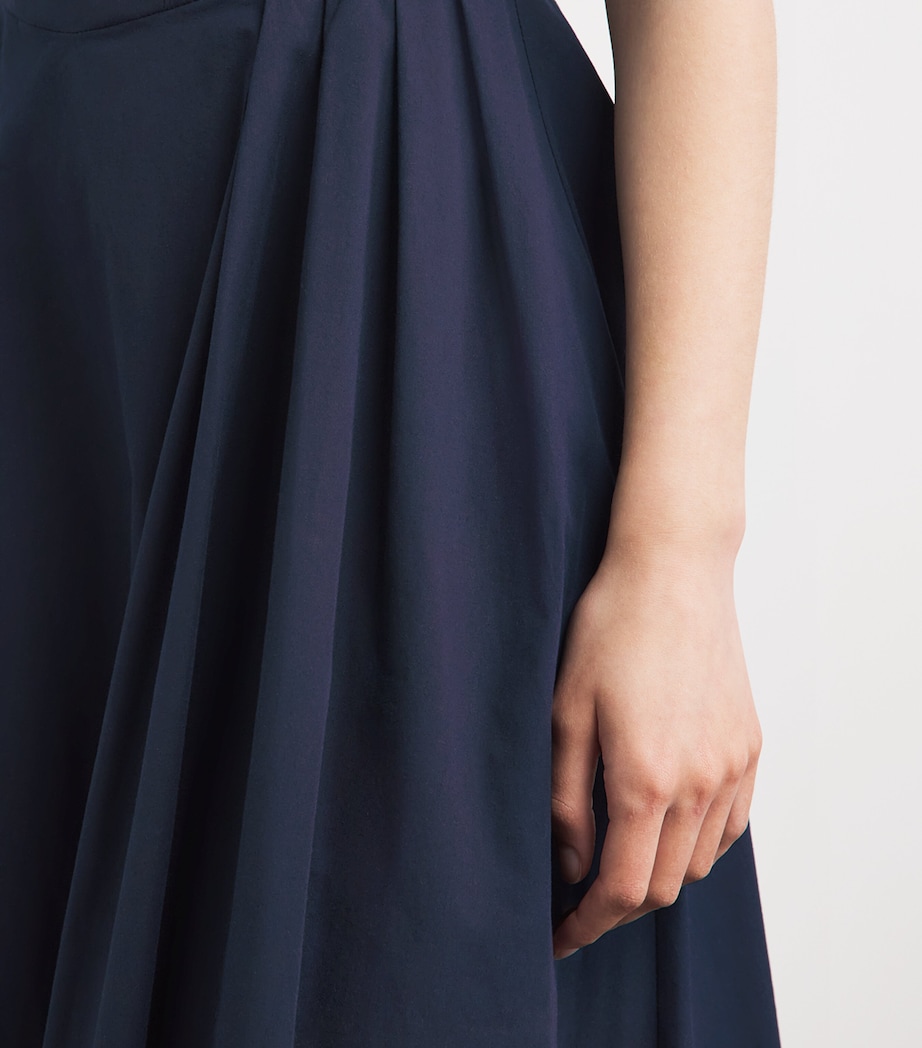 Maje Womens Poplin Embroidered Midi Dress Navy Image 5