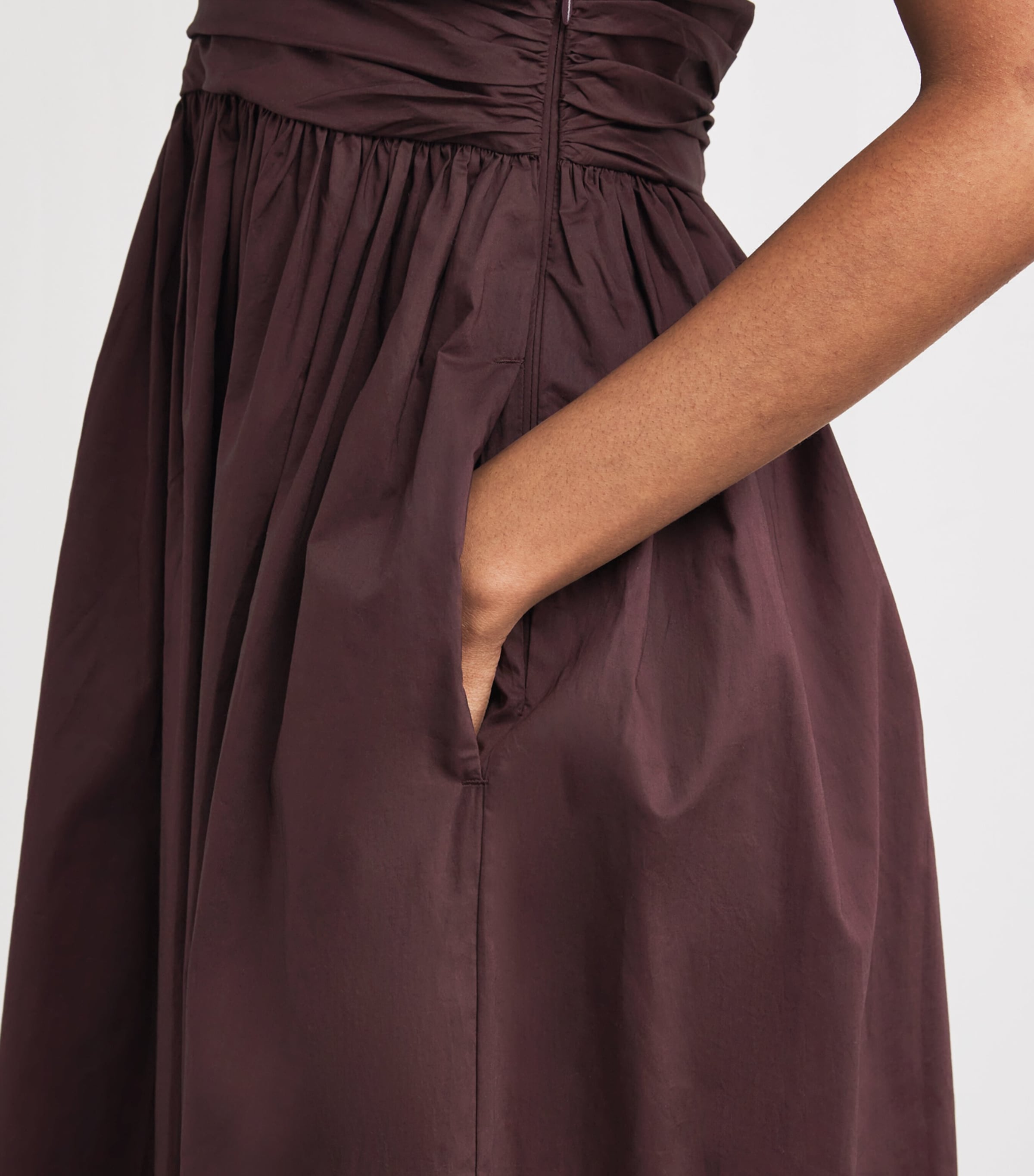 Cotton Plunge Halter Dress AUBERGINE/AUB Image 6