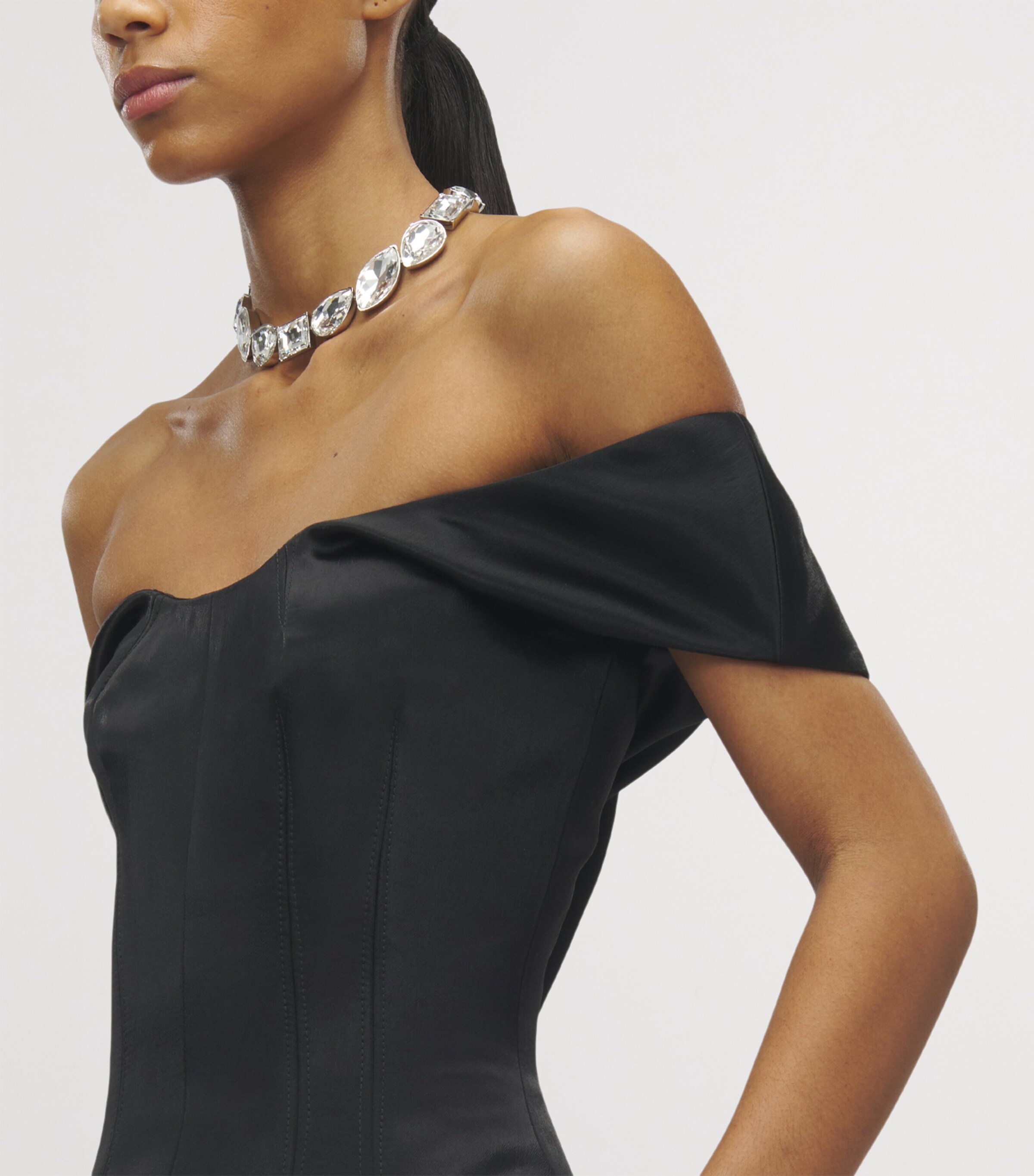 McQueen Womens Off-The-Shoulder Mini Dress Image 5