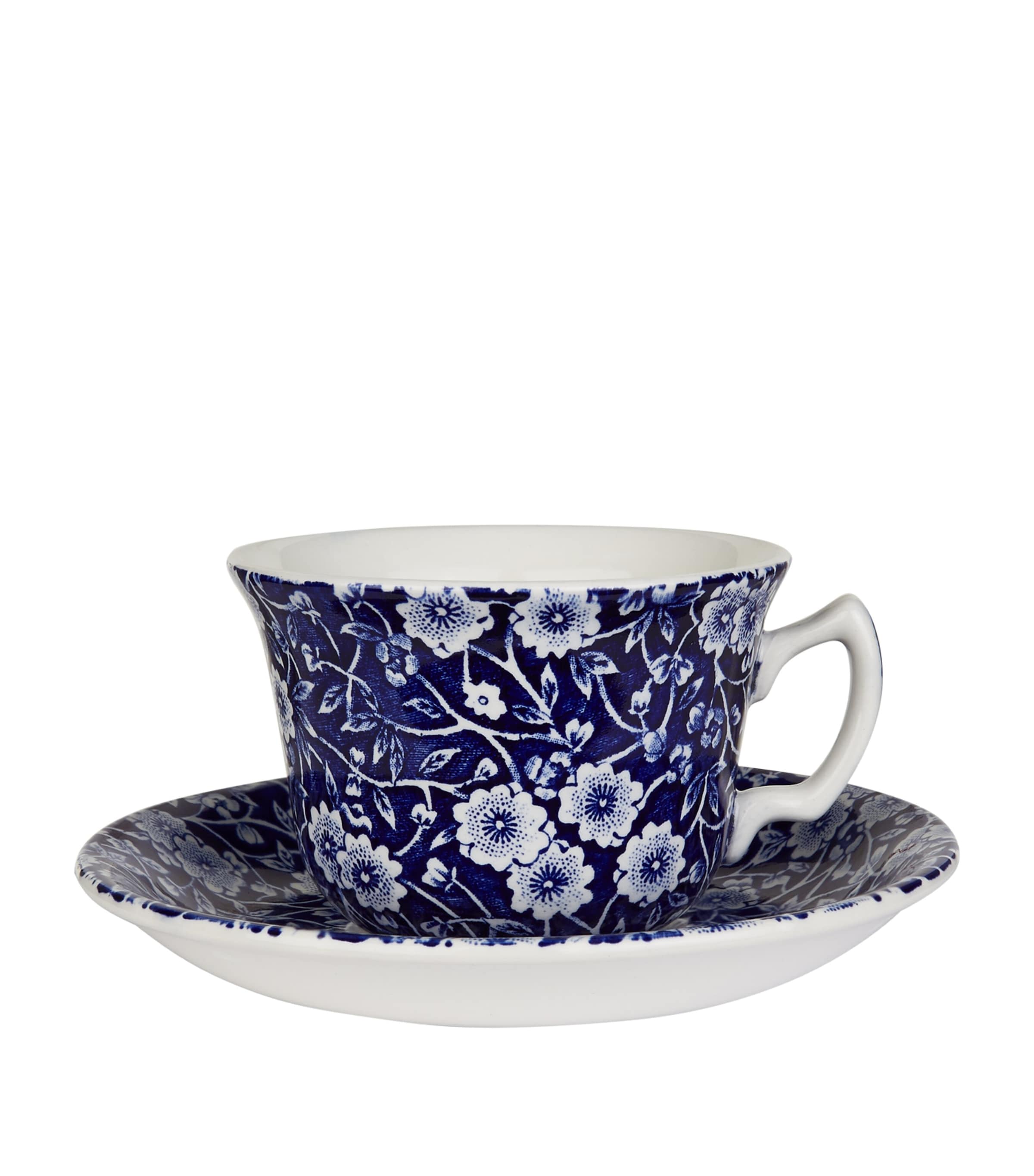 Burleigh Blue Calico Teacup And Saucer In Blue