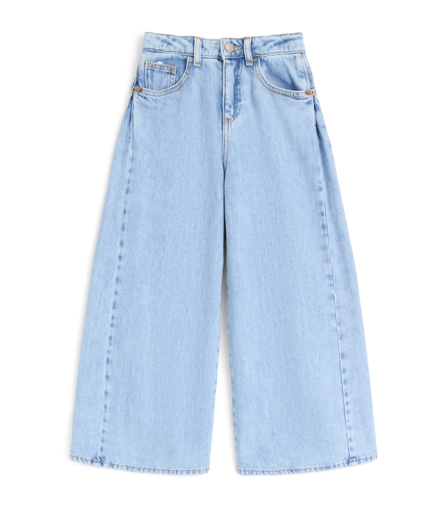 Emporio Armani Kids Cotton-Lyocell Wide-Leg Jeans (4-14 Years) Light Blue Denim Image 1