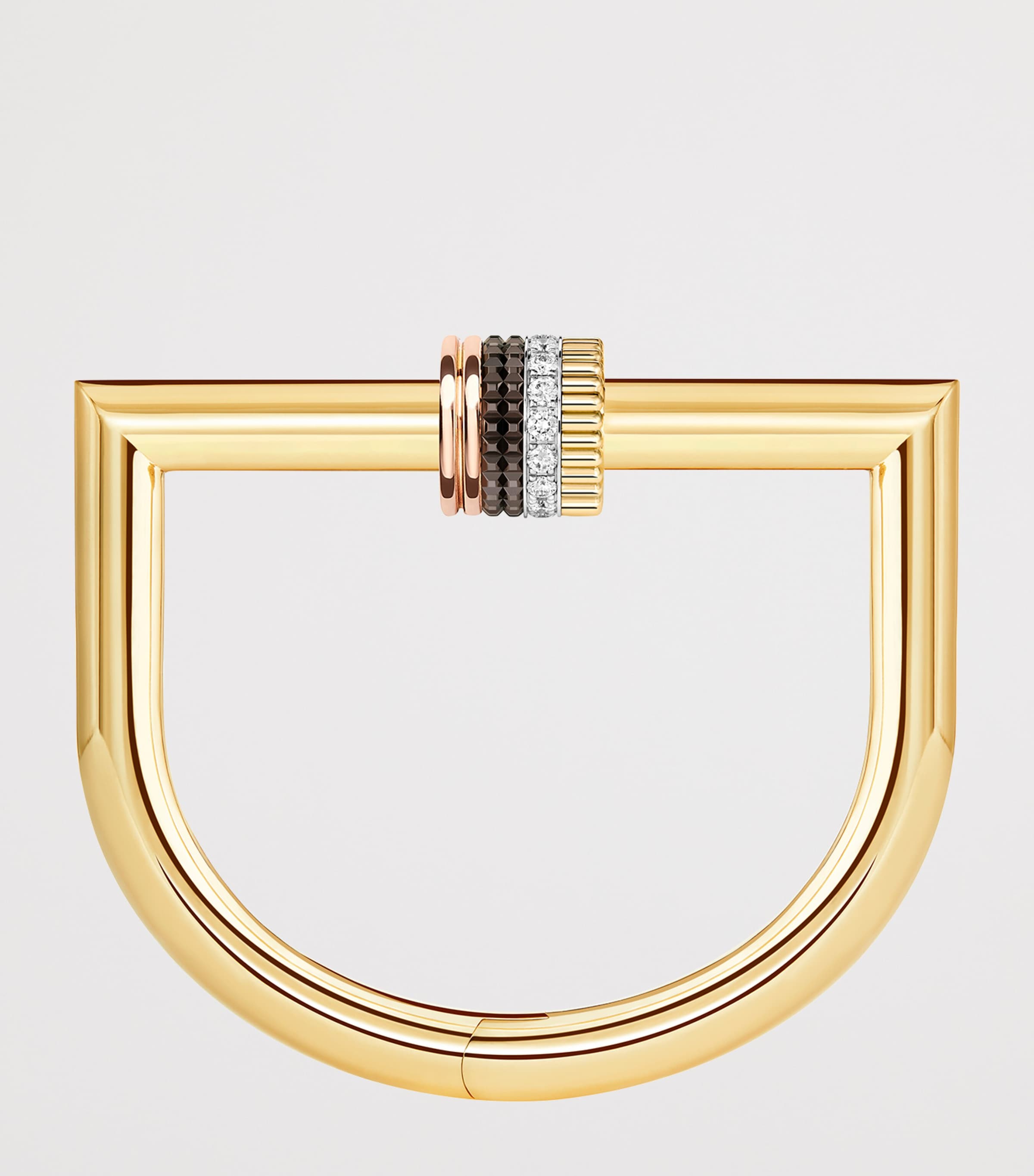 Mixed Gold and Diamond Quatre Classique Tube Bracelet YELLOW GOLD Image 3