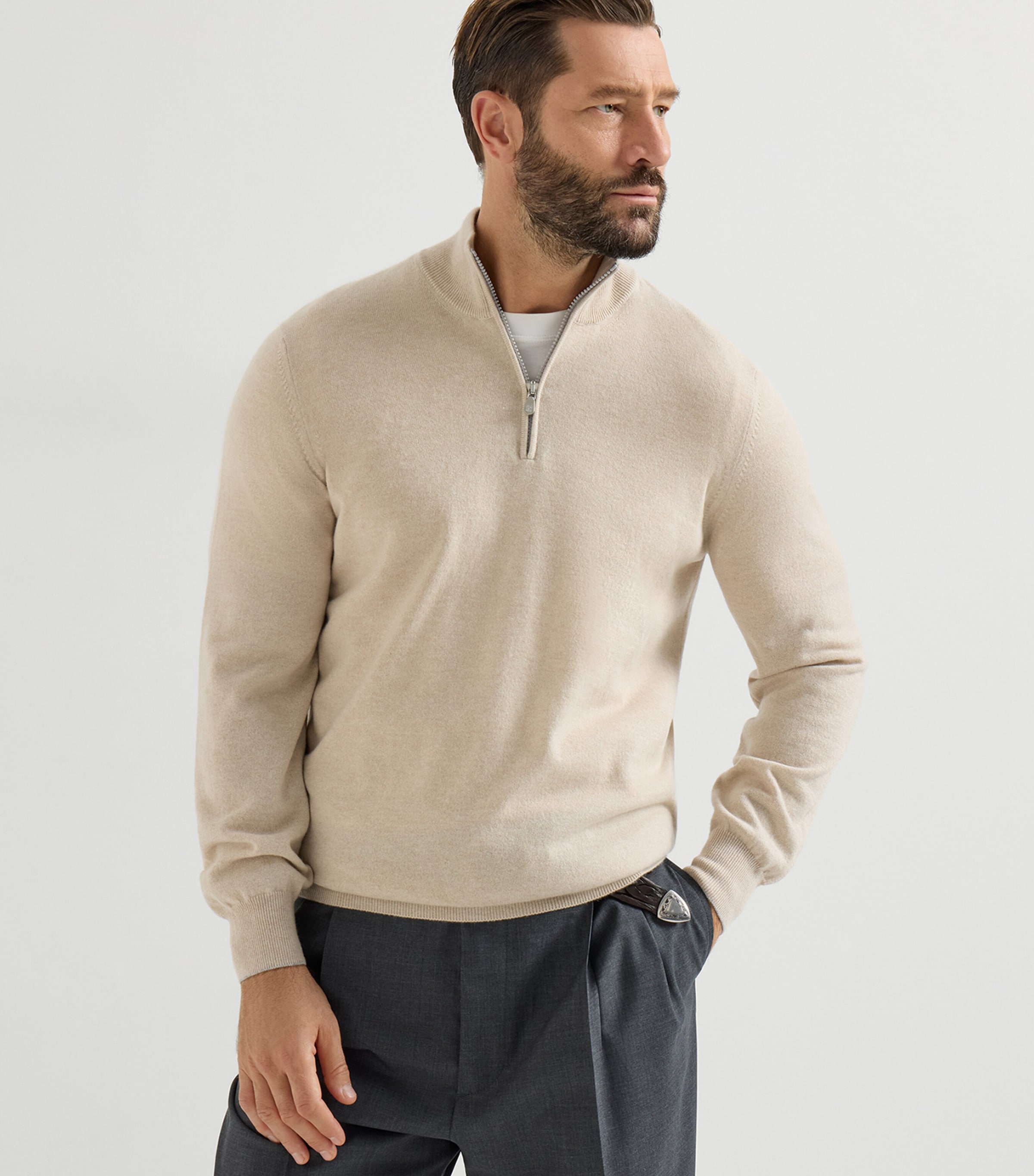 Brunello Cucinelli Mens Cashmere Quarter-Zip Sweater Image 2