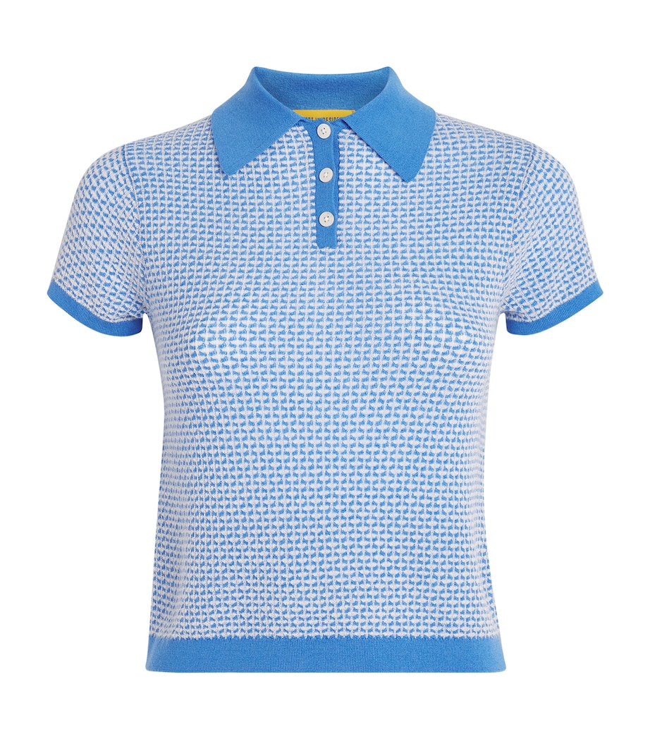 Guest In Residence Womens Cashmere Shrunken Polo Shirt Saico Sail Combo Image 1