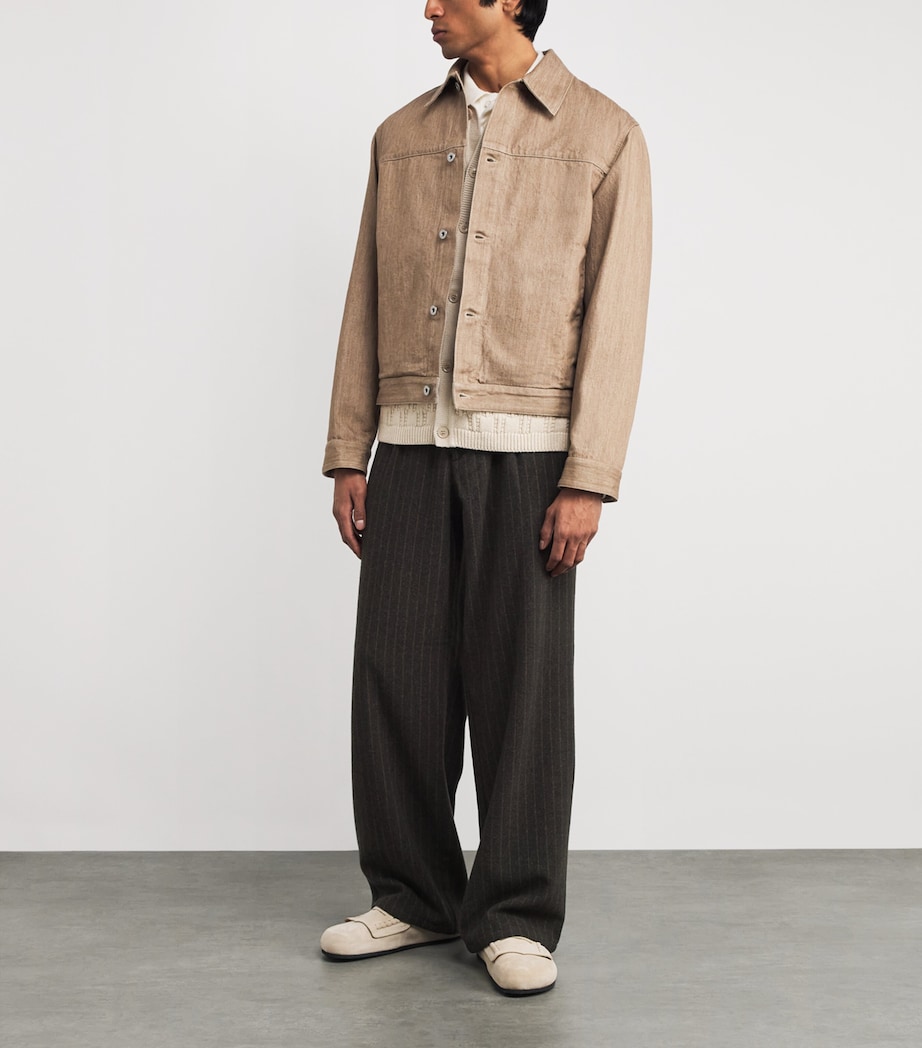 Wool-Blend Pinstripe Wide-Leg Trousers BROWN Image 2