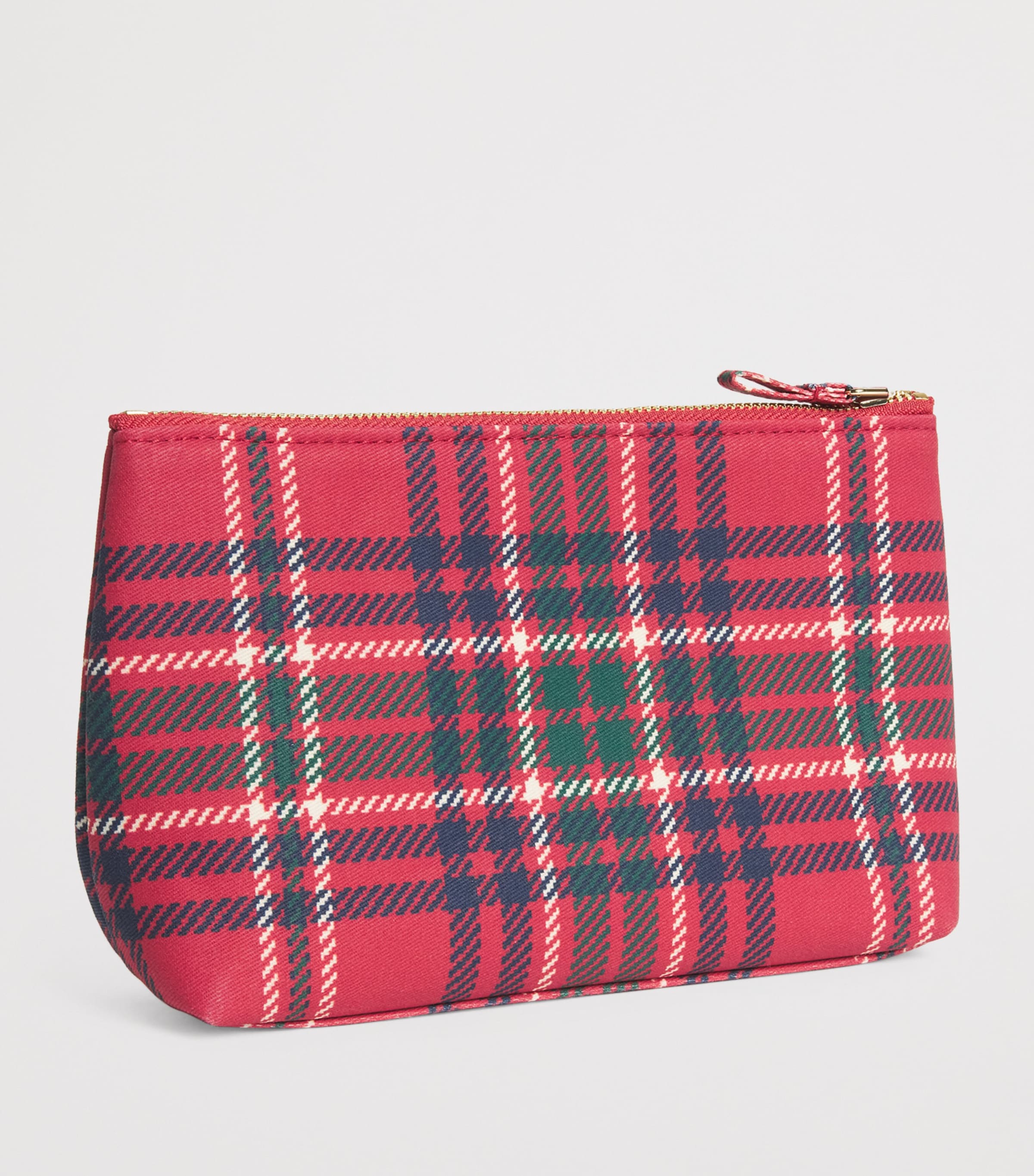 Harrods Medium Tartan Logo Pouch Red Image 2