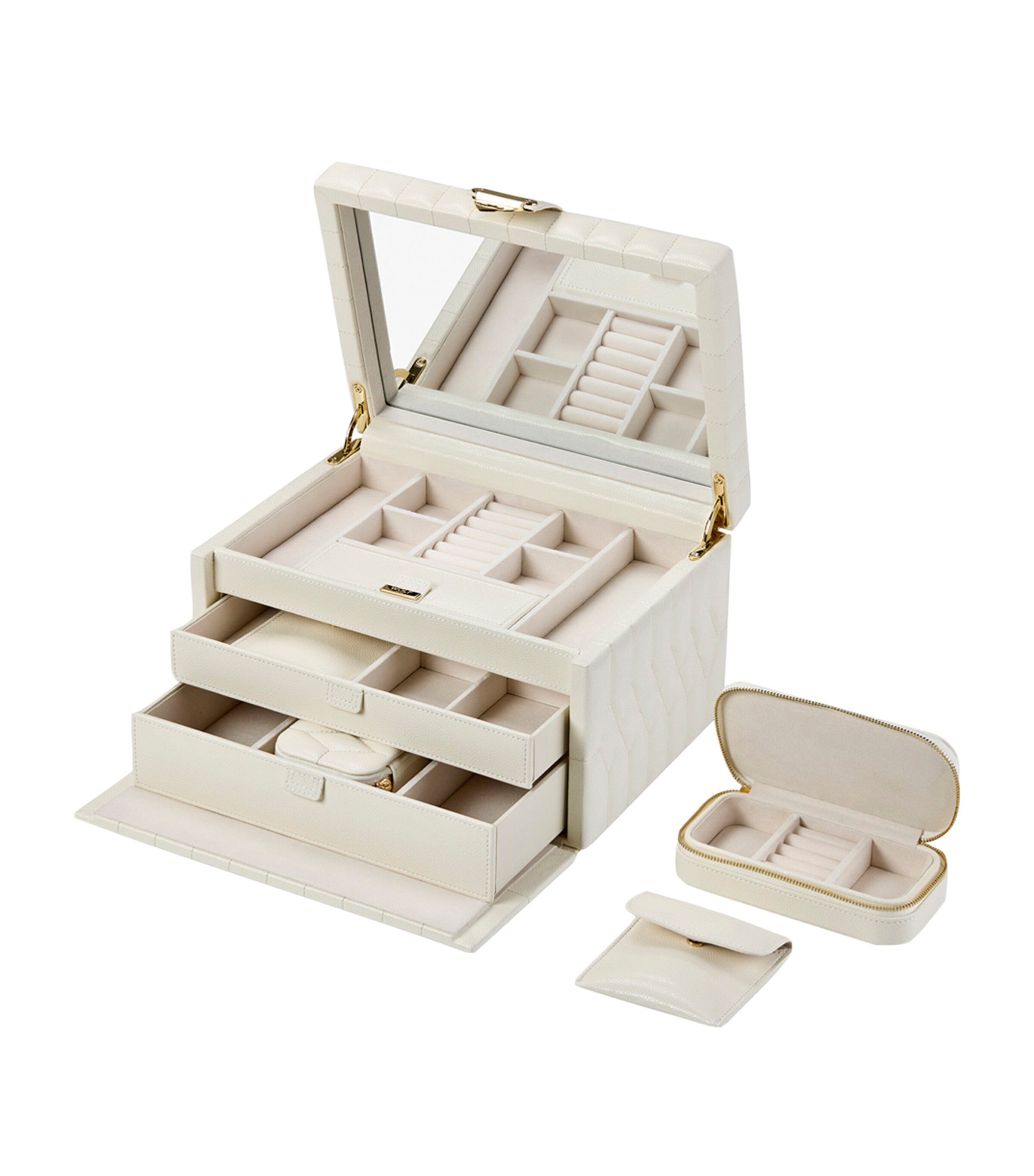 WOLF Medium Lauren Jewellery Box Ivory Image 3