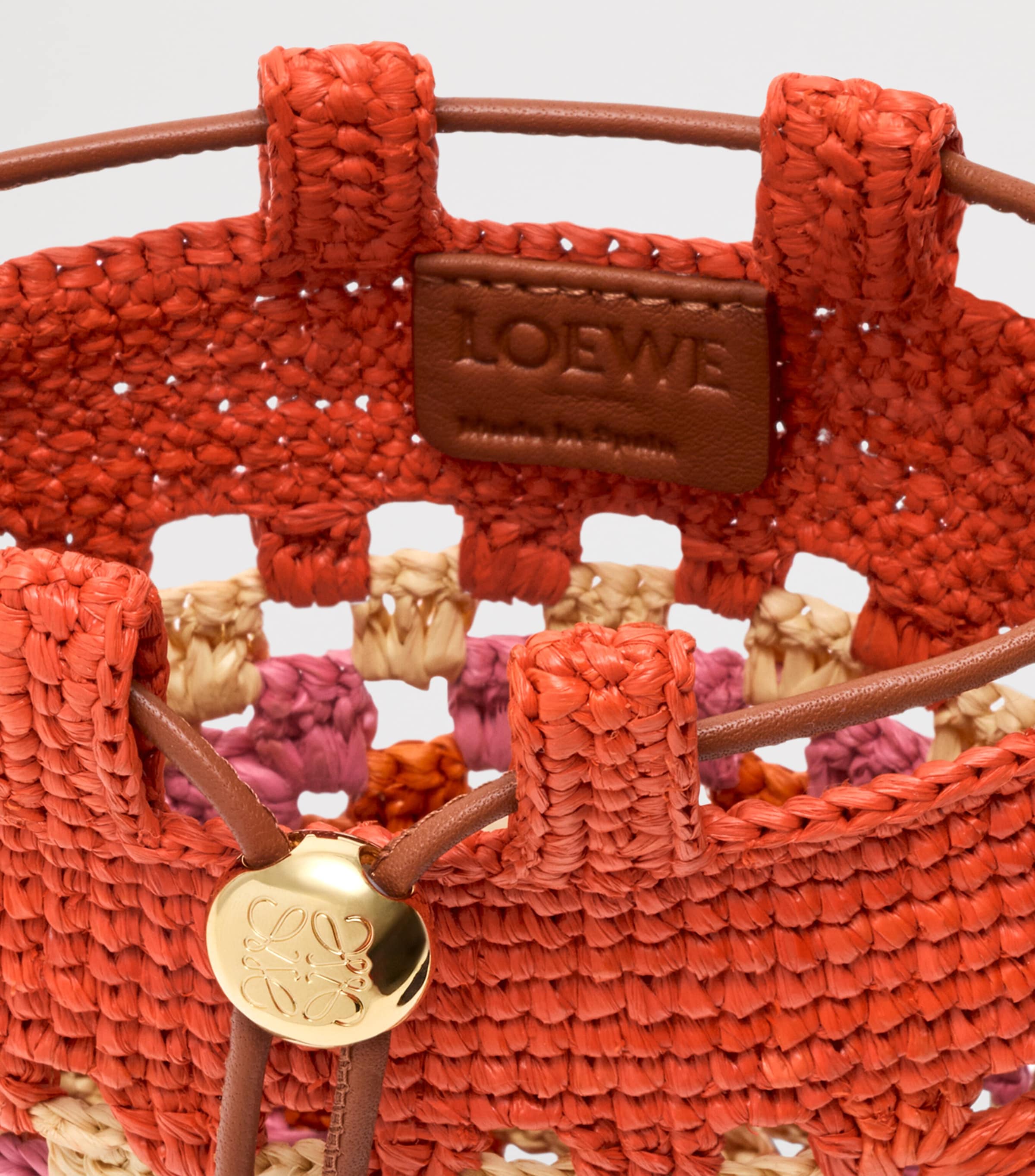 LOEWE x Paula's Ibiza Crochet Pocket Patch Shoulder Bag Bright Orange/pink Image 4