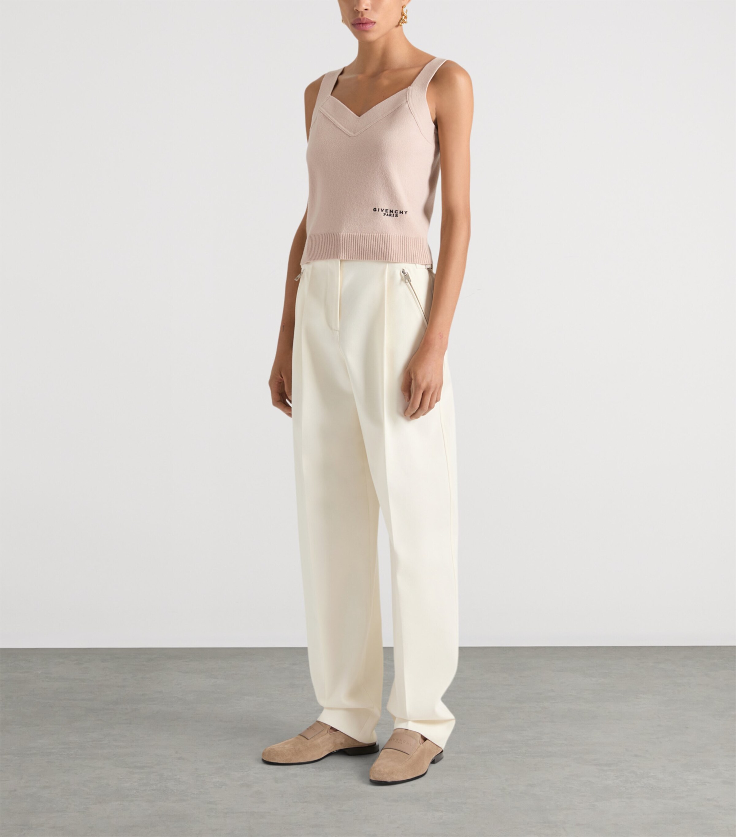 Givenchy Womens Wool-Cashmere Logo Tank Top Powder Image 2