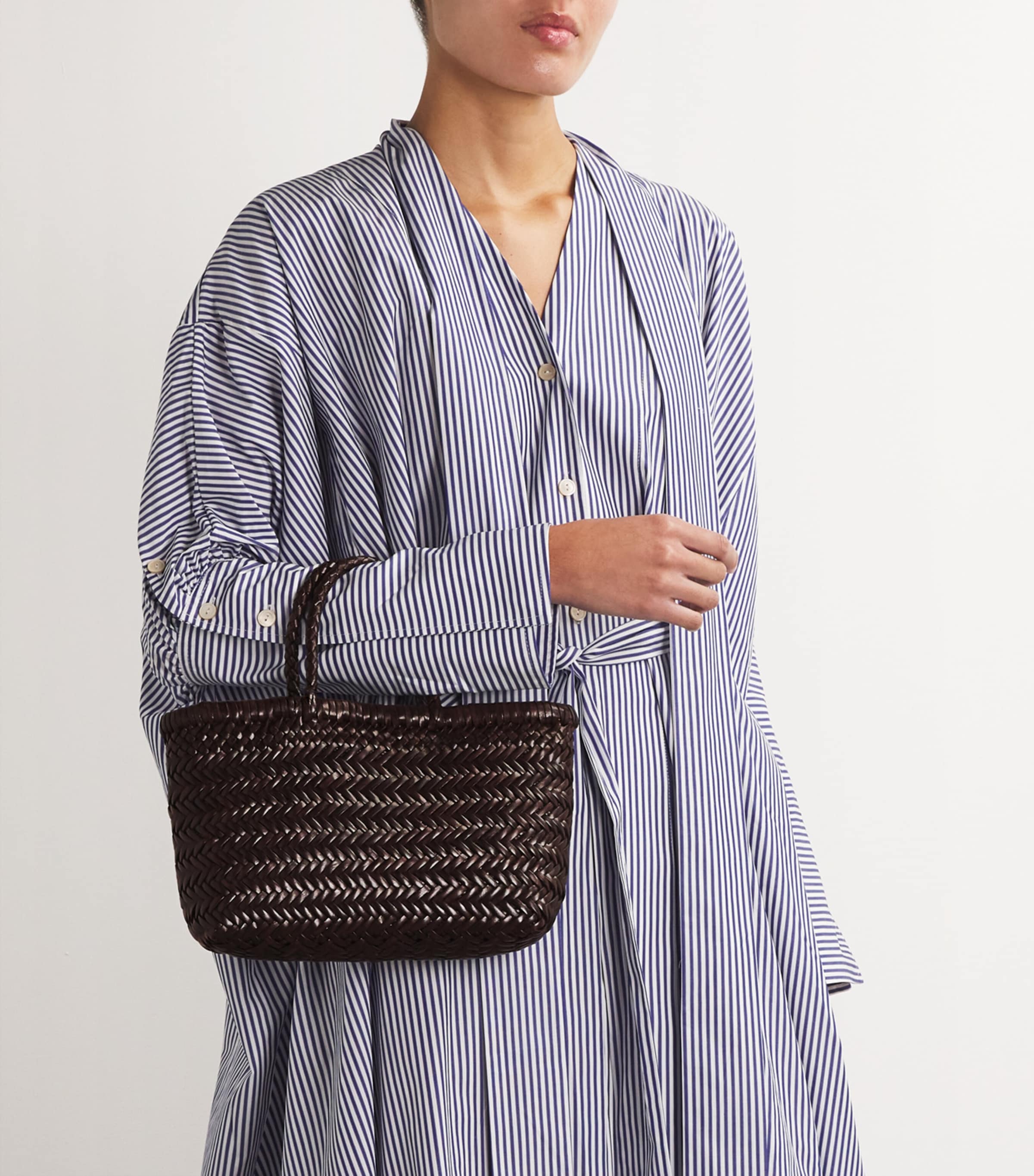 Mini Leather Flat Gora Tote Bag DARK BROWN Image 2