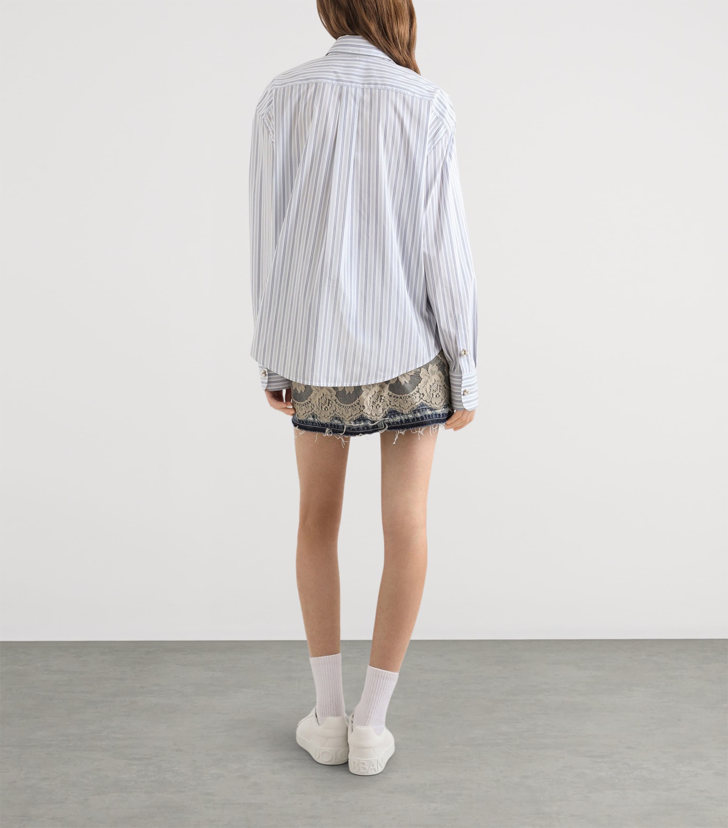 Dolce&Gabbana Womens Stripe Embellished Shirt Stri Image 3