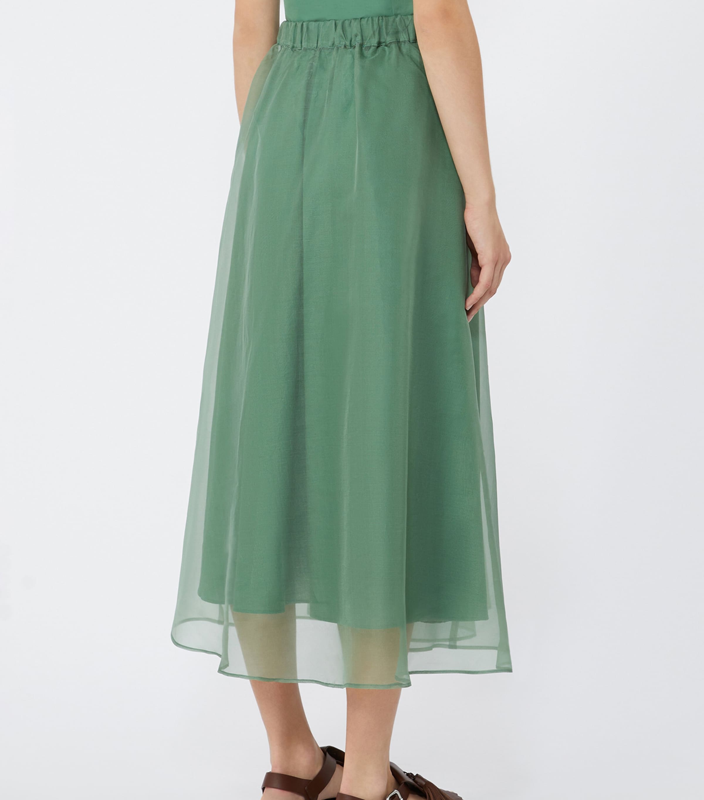 Weekend Max Mara Womens Silk Organza Maxi Skirt with Removable petticoat Green Image 4