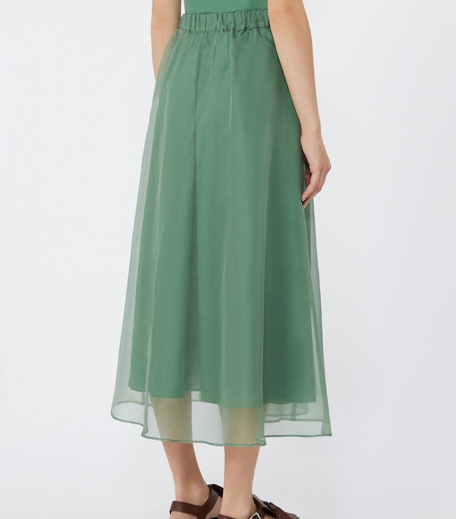 Weekend Max Mara Womens Silk Organza Maxi Skirt with Removable petticoat Green Image 4