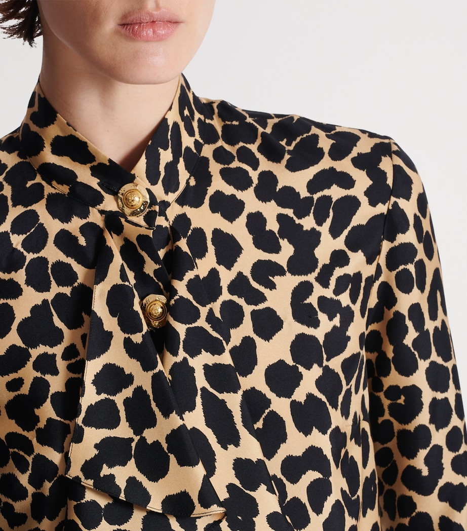 Silk Leopard Ruffled Shirt GBA BEIGE/NOIR Image 9