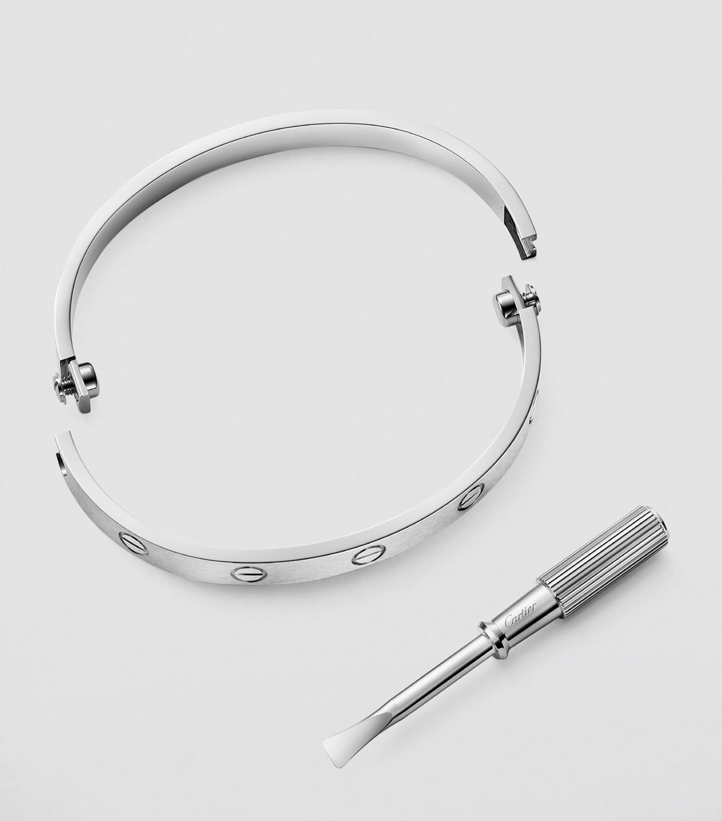 LOVE Classic White Gold Bracelet - Brushed Finish WHITE GOLD Image 3