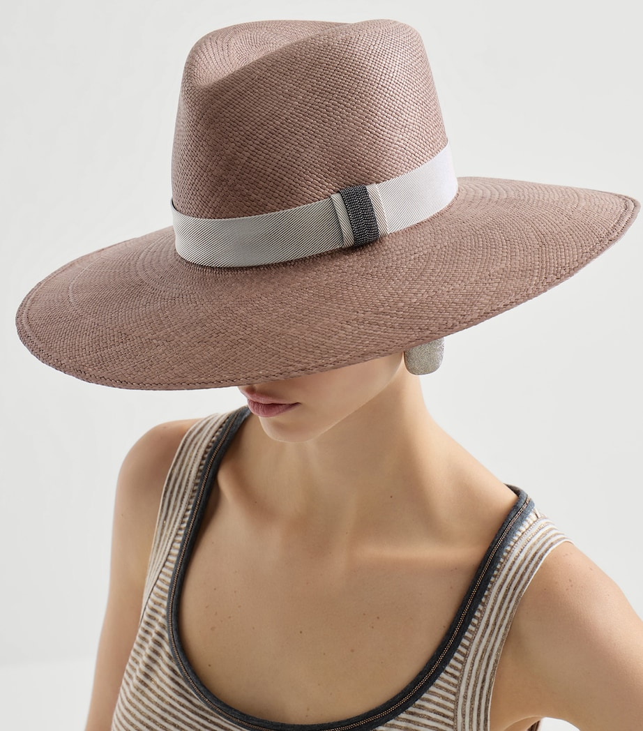 Brunello Cucinelli Straw Trilby Hat Image 3