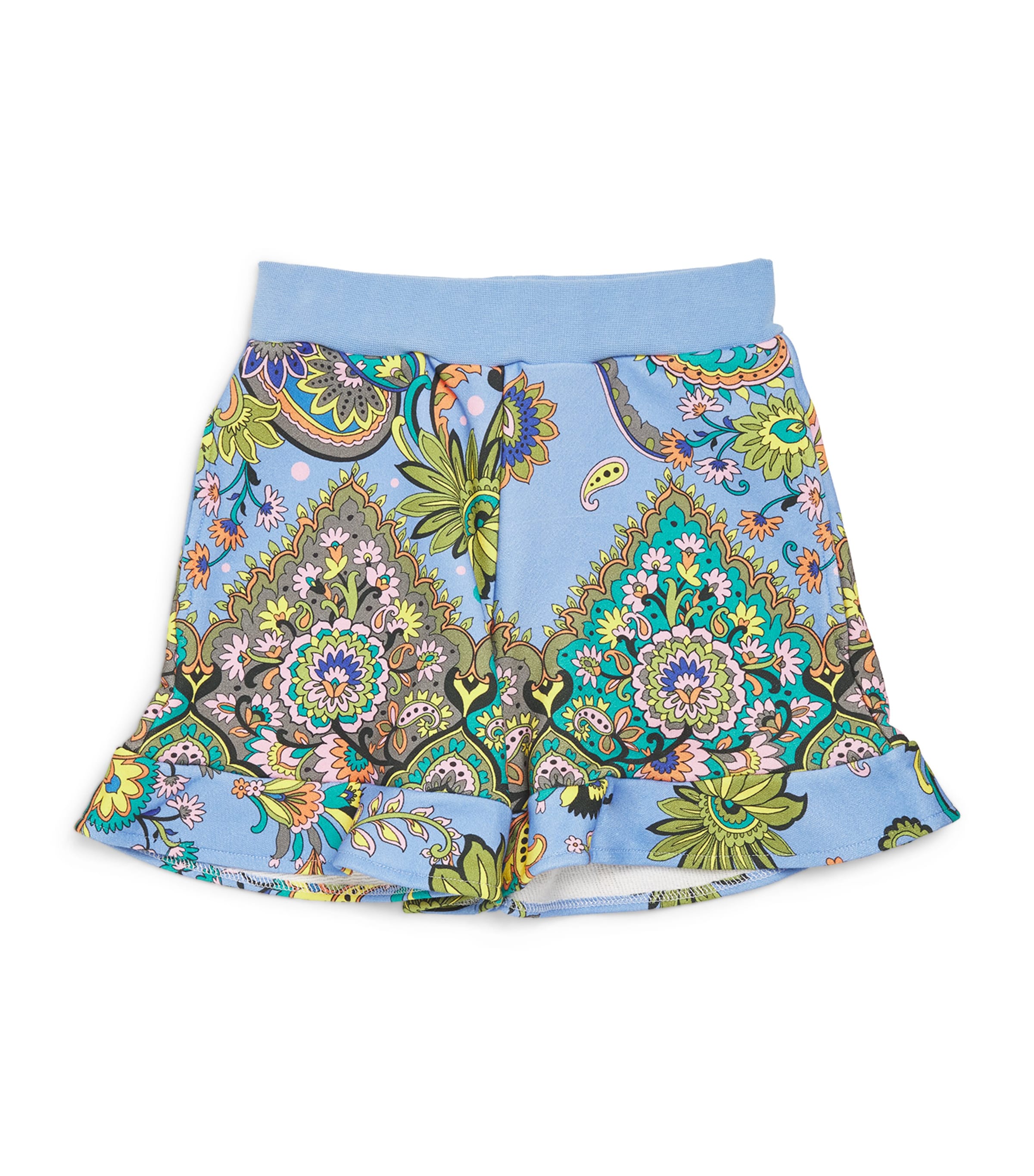 Etro Cotton Floral Print Shorts In Blue