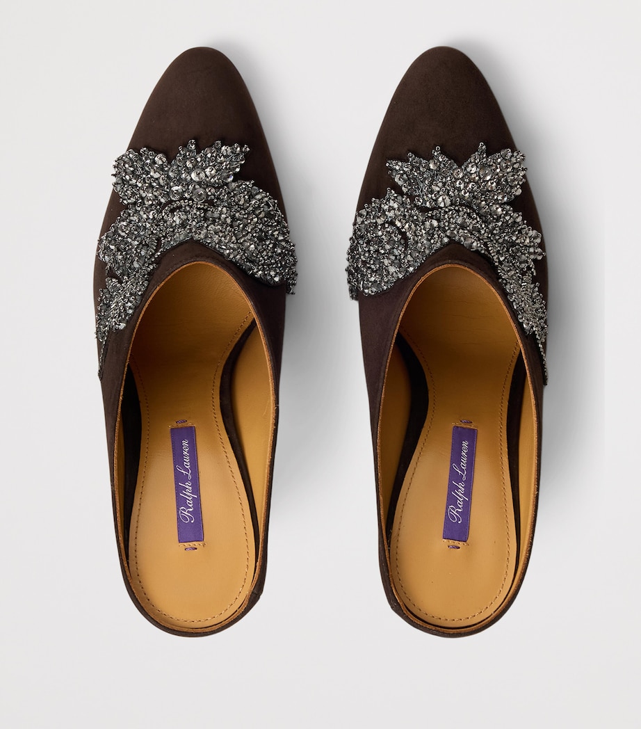 Ralph Lauren Collection Suede Embellished Ashtyn Mules 95 Chocolate Image 4