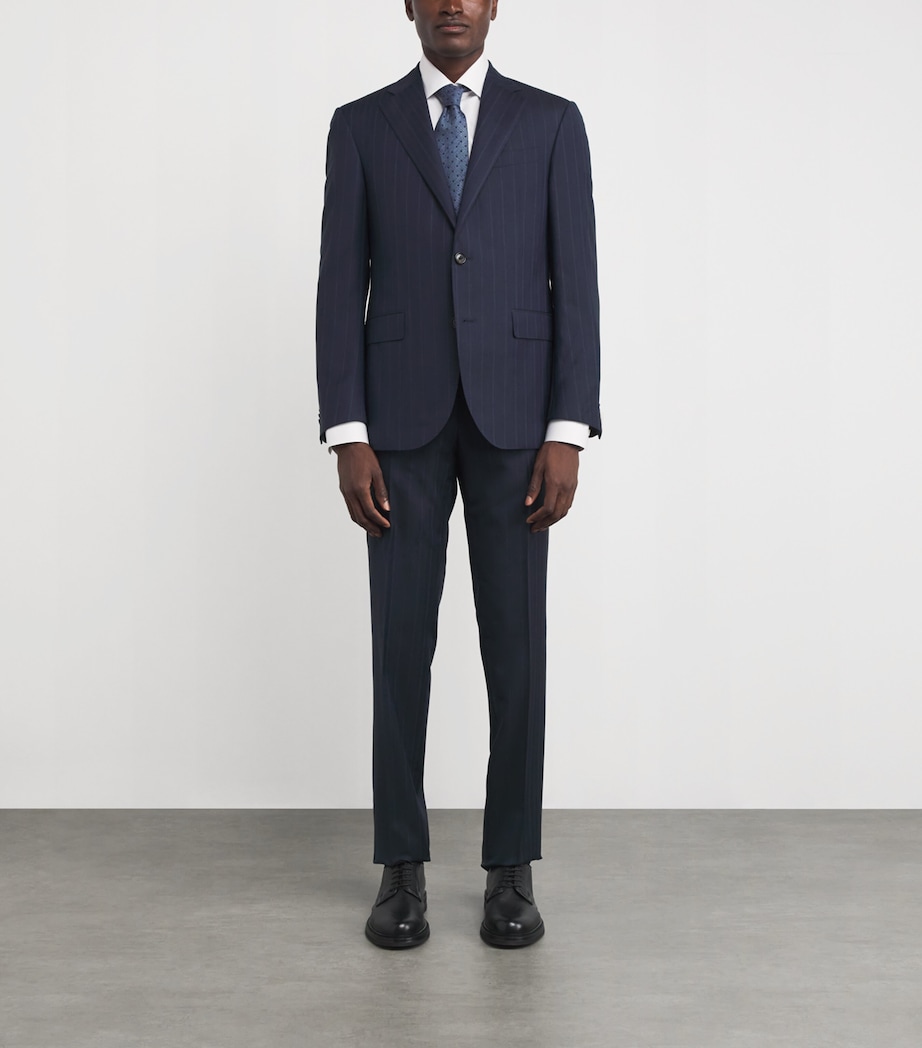 Virgin Wool Stripe 2-Piece Suit 001 NAVY BLUE Image 3