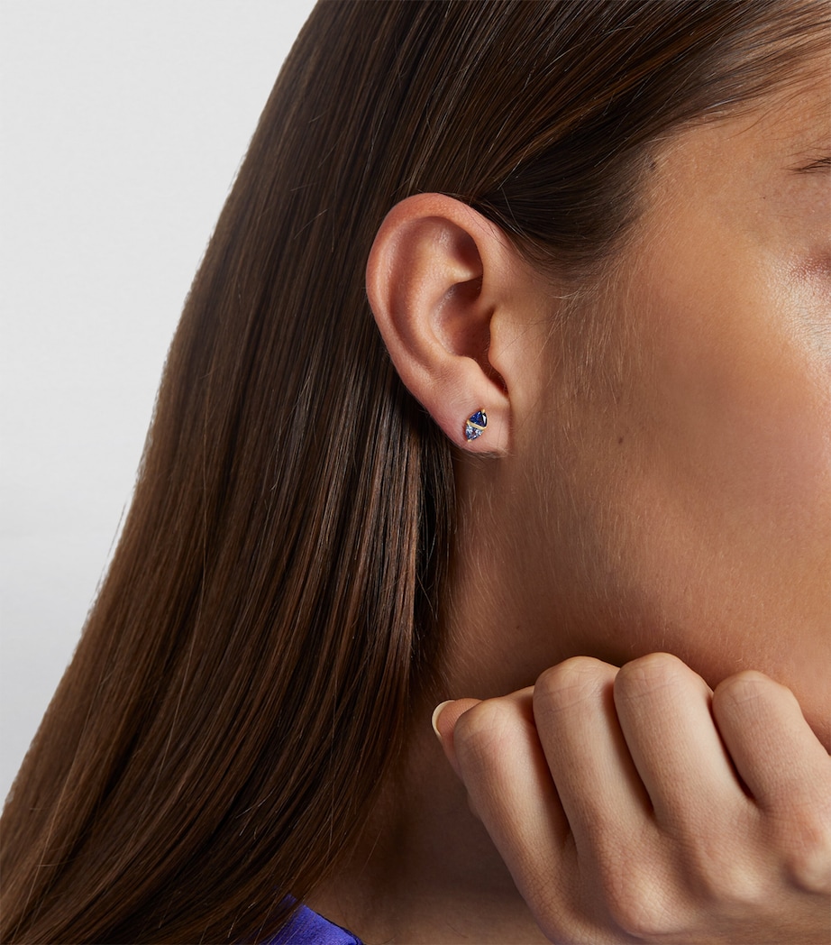 Yellow Gold and Sapphire Diamond Stud Earrings YELLOW GOLD Image 5