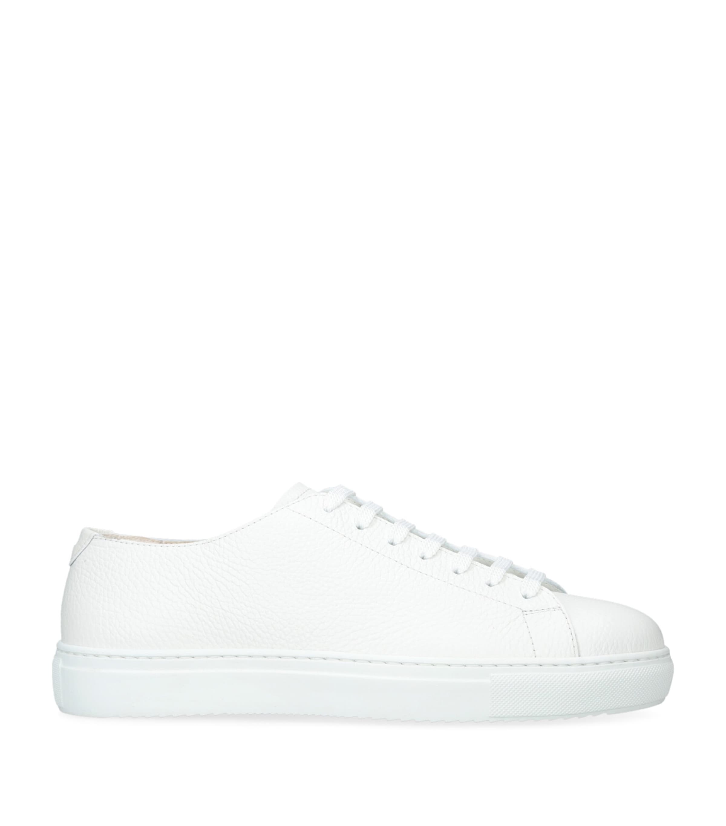 Doucal's Leather Tumblet Sneakers In White