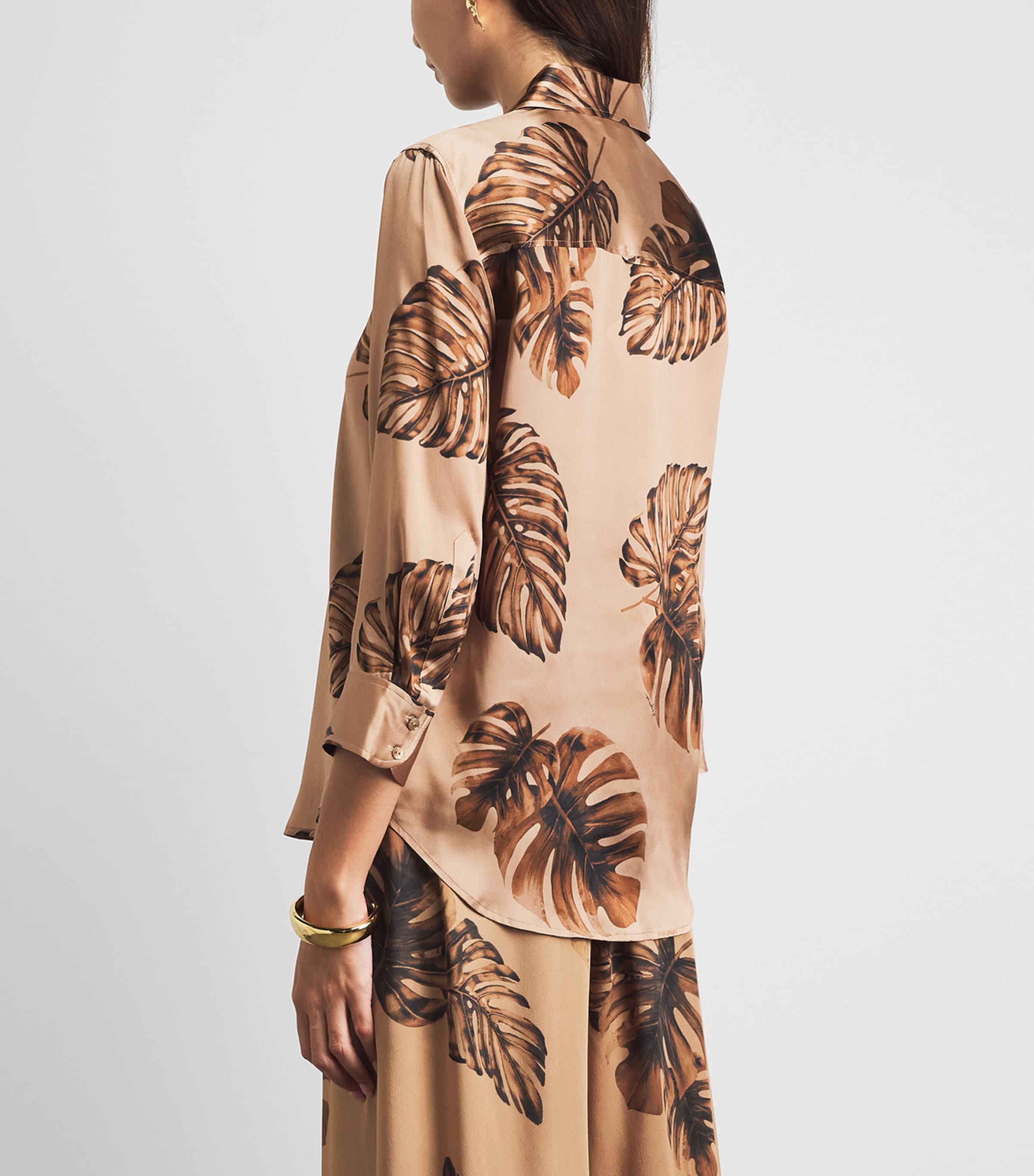 L'Agence Womens Satin Palm Leaf Dani Blouse Plms Hznt Mlt Lg Plm Image 5