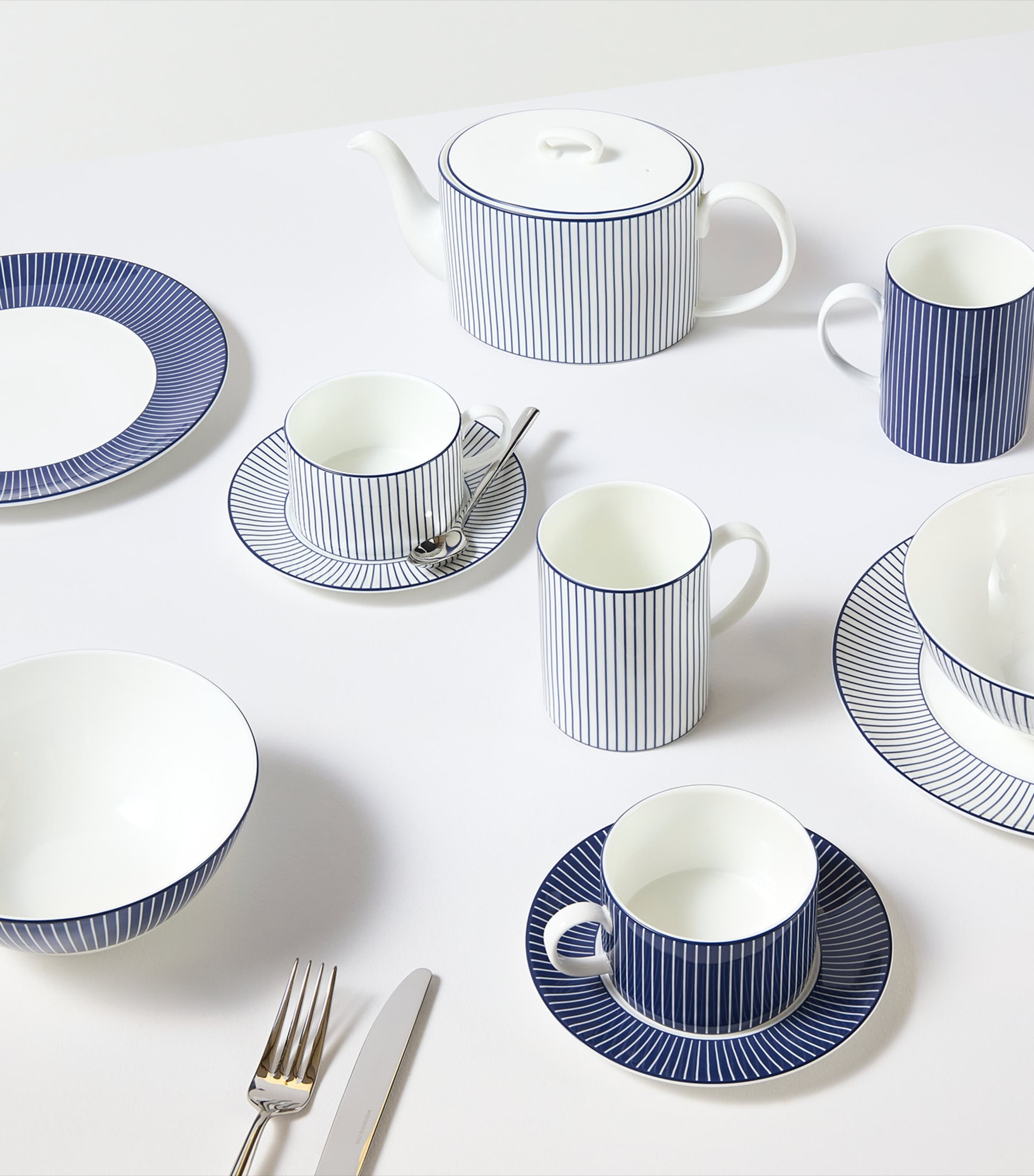 Wedgwood Pinstripe Teacup and Saucer Blue Image 4