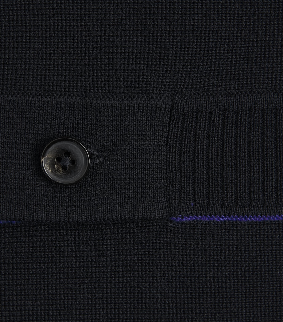 Paul Smith Mens Merino Henley Sweater Dark Navy Image 6