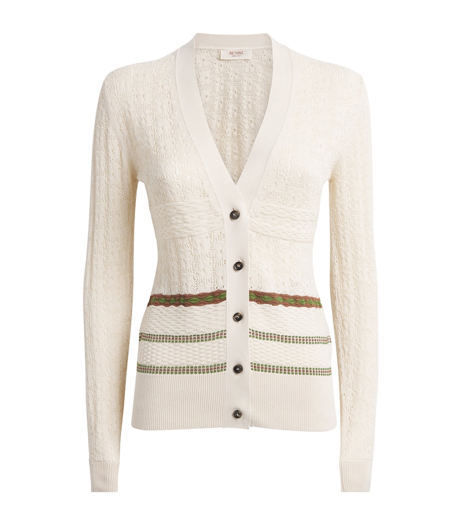 Cotton Stripe Cardigan BTG180 BUT/TOB/GRN Image 1