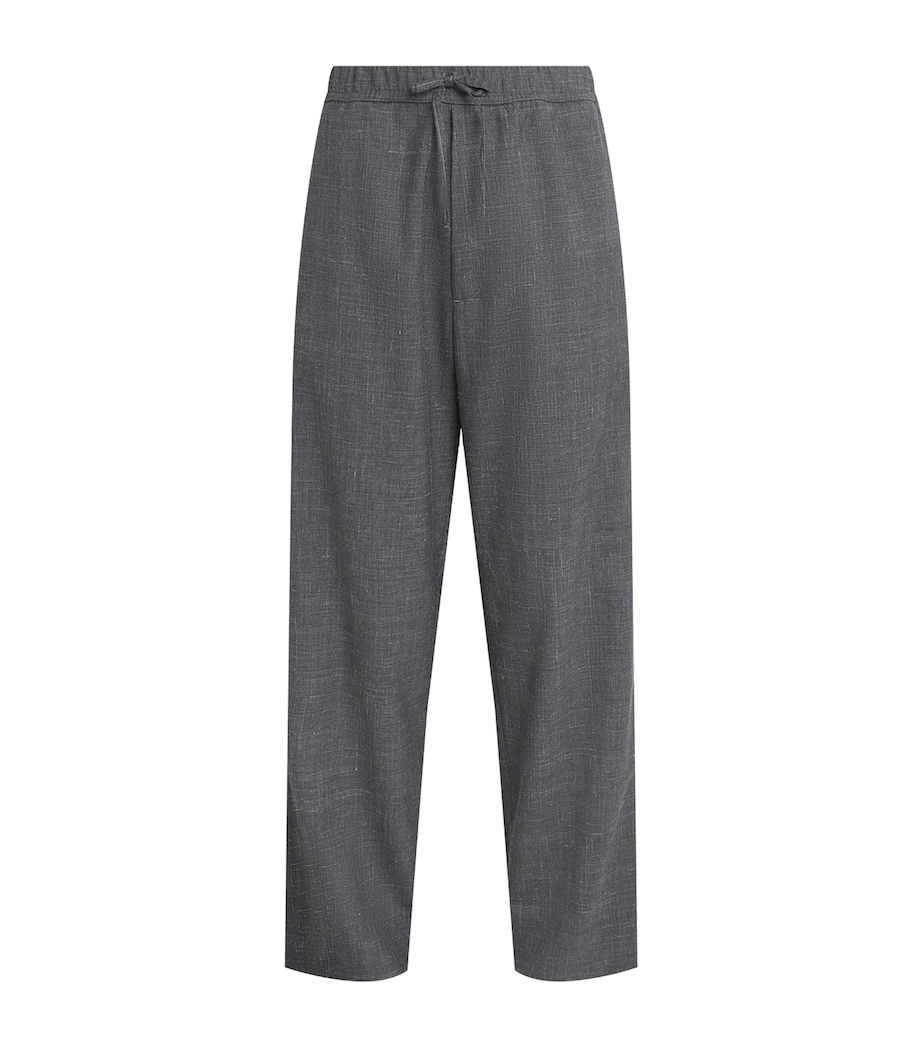 Officine Generale Mens Organic Cotton Drawstring Nilson Trousers Midgrey/ecru Image 1