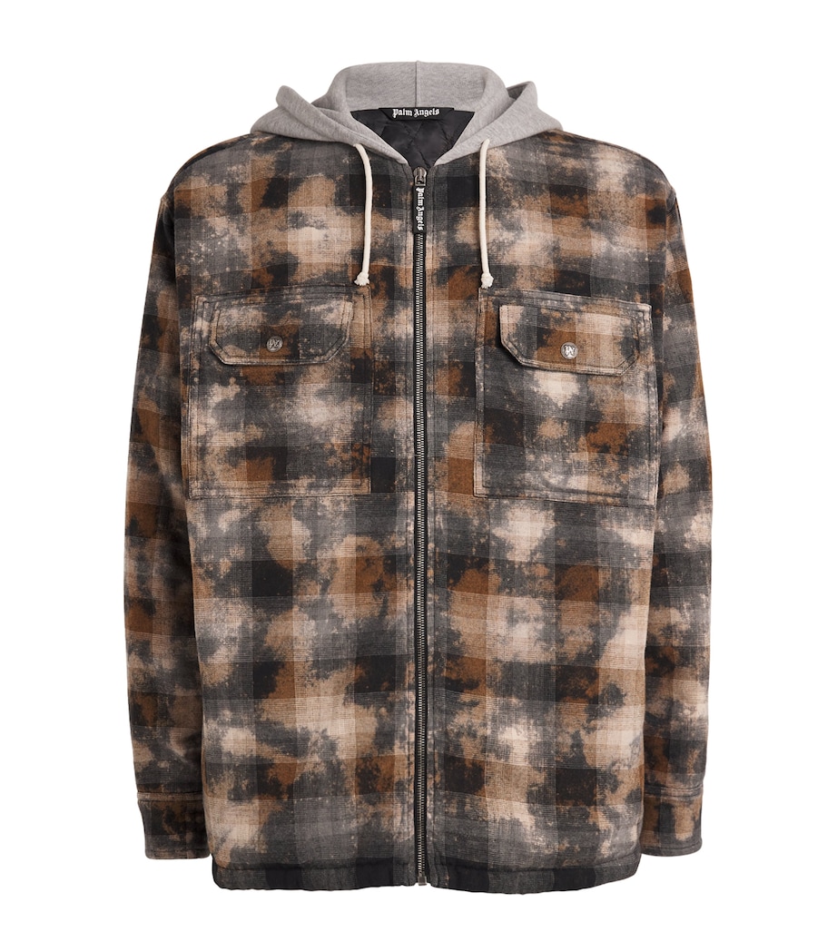 Palm Angels Mens Hooded Jacket Grey Off White Image 1