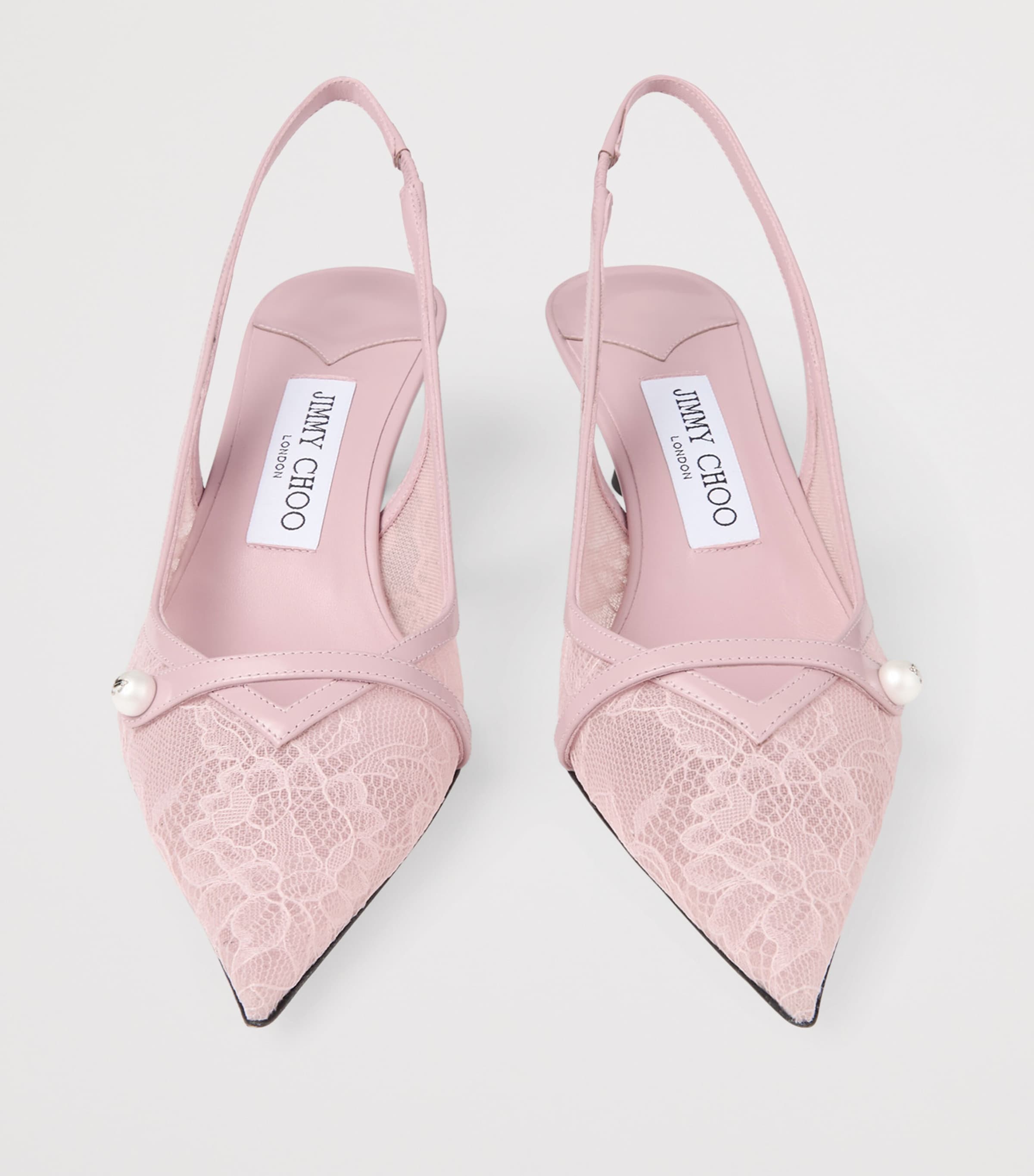 Amita 45 Lace-Leather Slingback Pumps ROSE/ROSE Image 3