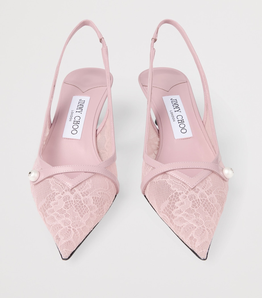 Amita 45 Lace-Leather Slingback Pumps ROSE/ROSE Image 3