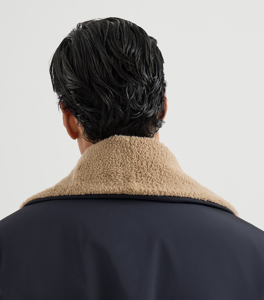 Brunello Cucinelli Mens Shearling-Trim Water-Resistant Overcoat Image 6