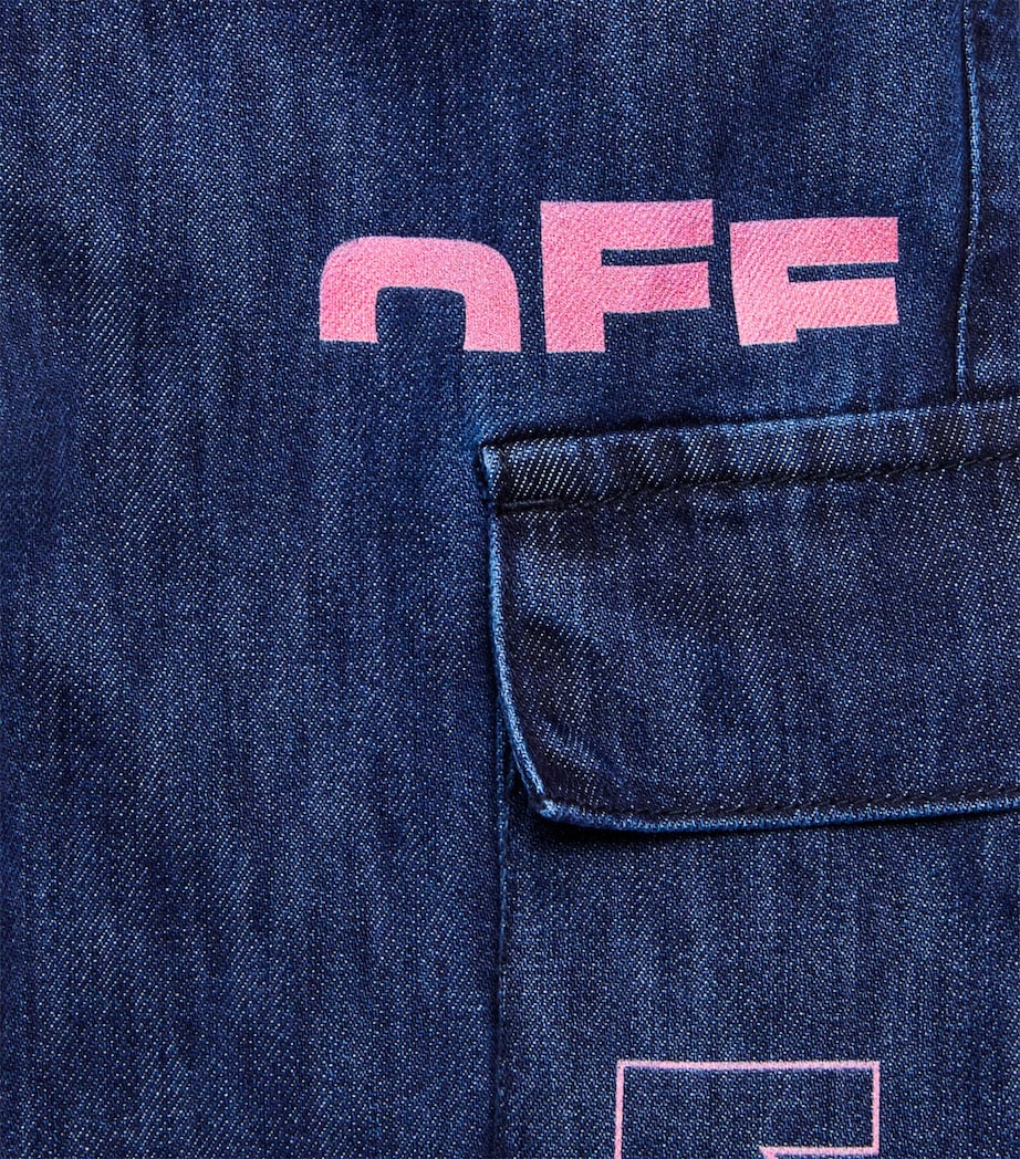 Cotton Logo Jeans (4-12 Years) 3432INDIGO-FUCHSIA Image 3